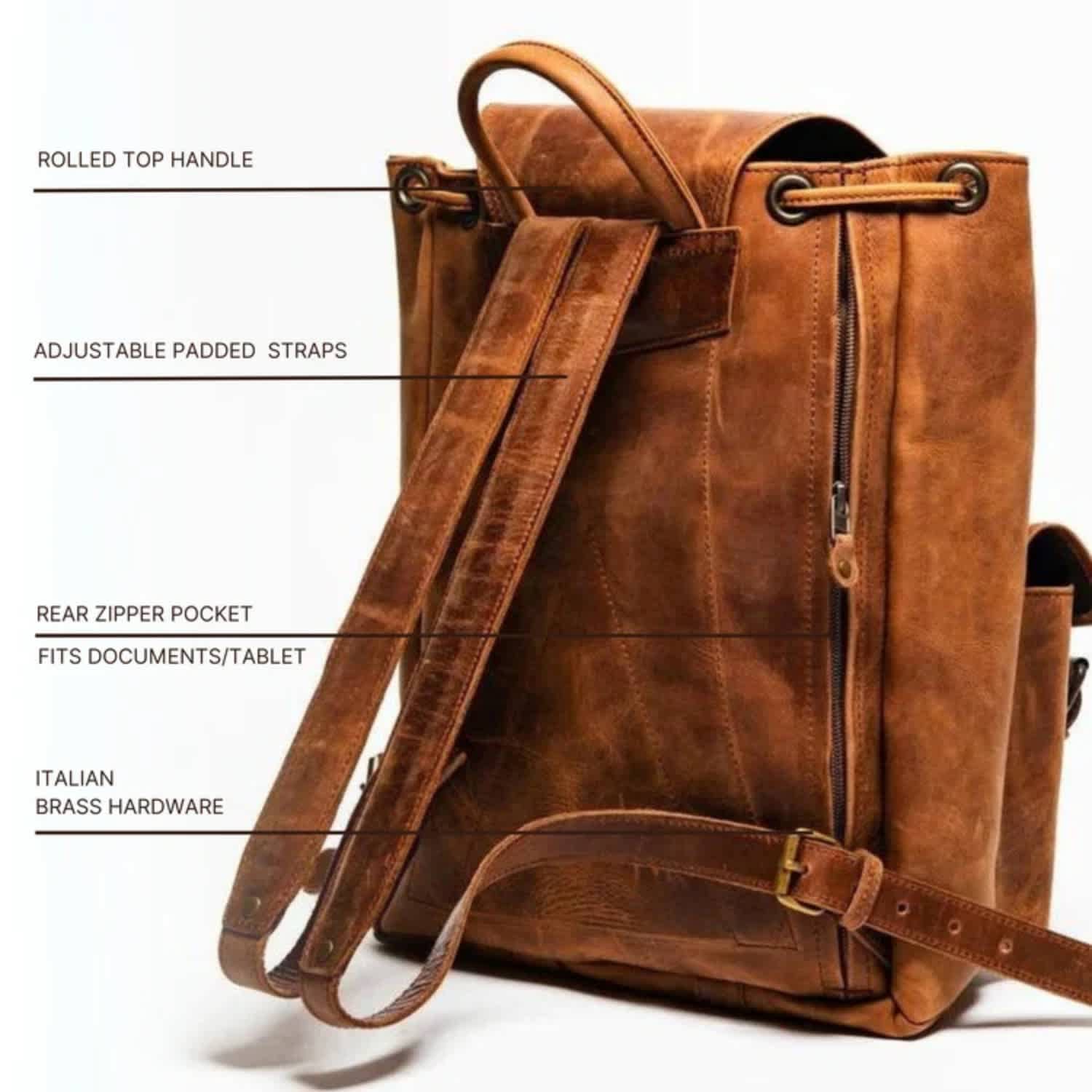 Hides Handmade Leather Backpack. Artisan Backpack LE | Caramel Hair Hide main image 2