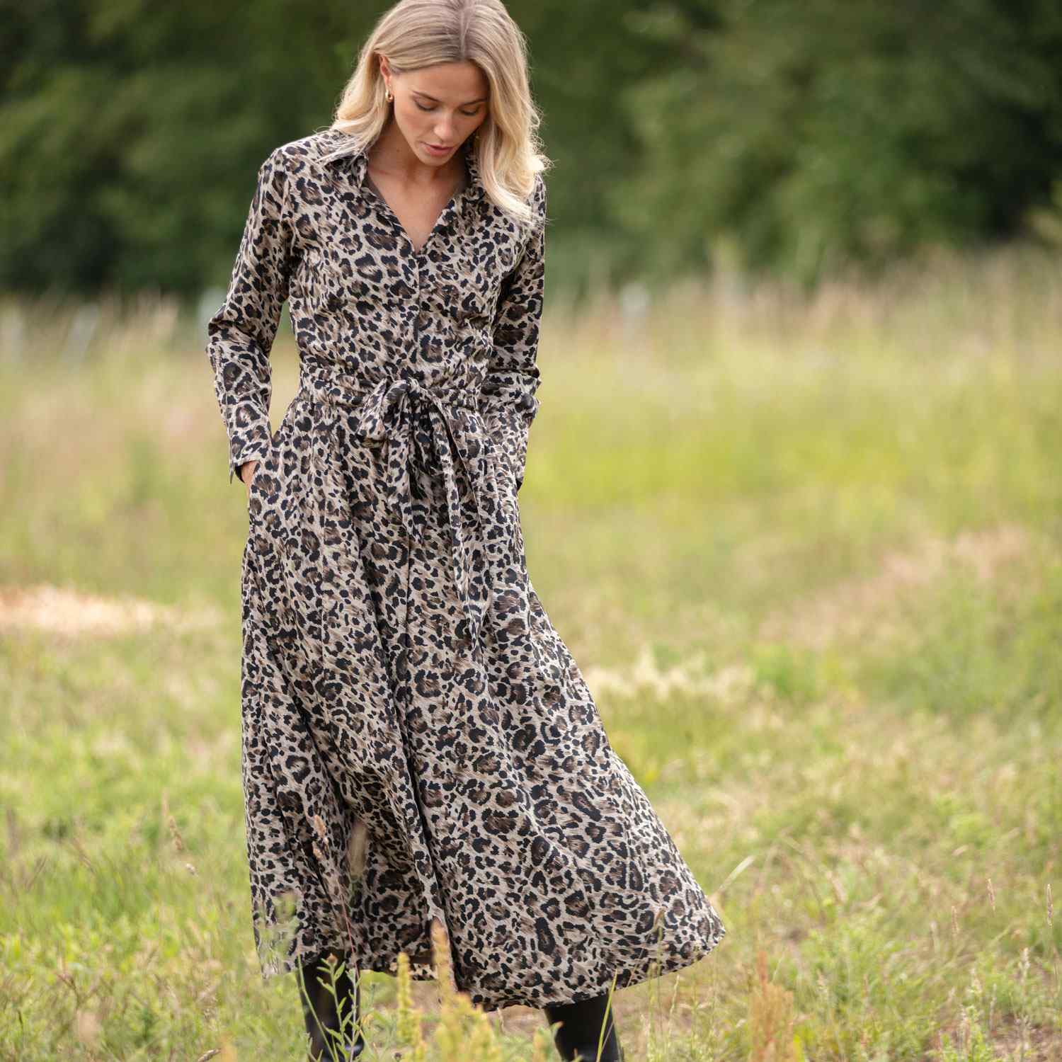 At Last... Leopard Print Shirt Dress - Black/brown