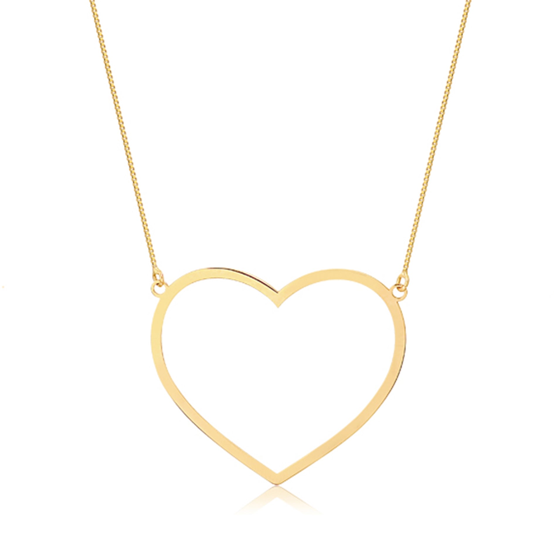 Solio Jewellery Women's Gold / Yellow Heart Necklace Hollow 18k Solid Gold In Gold