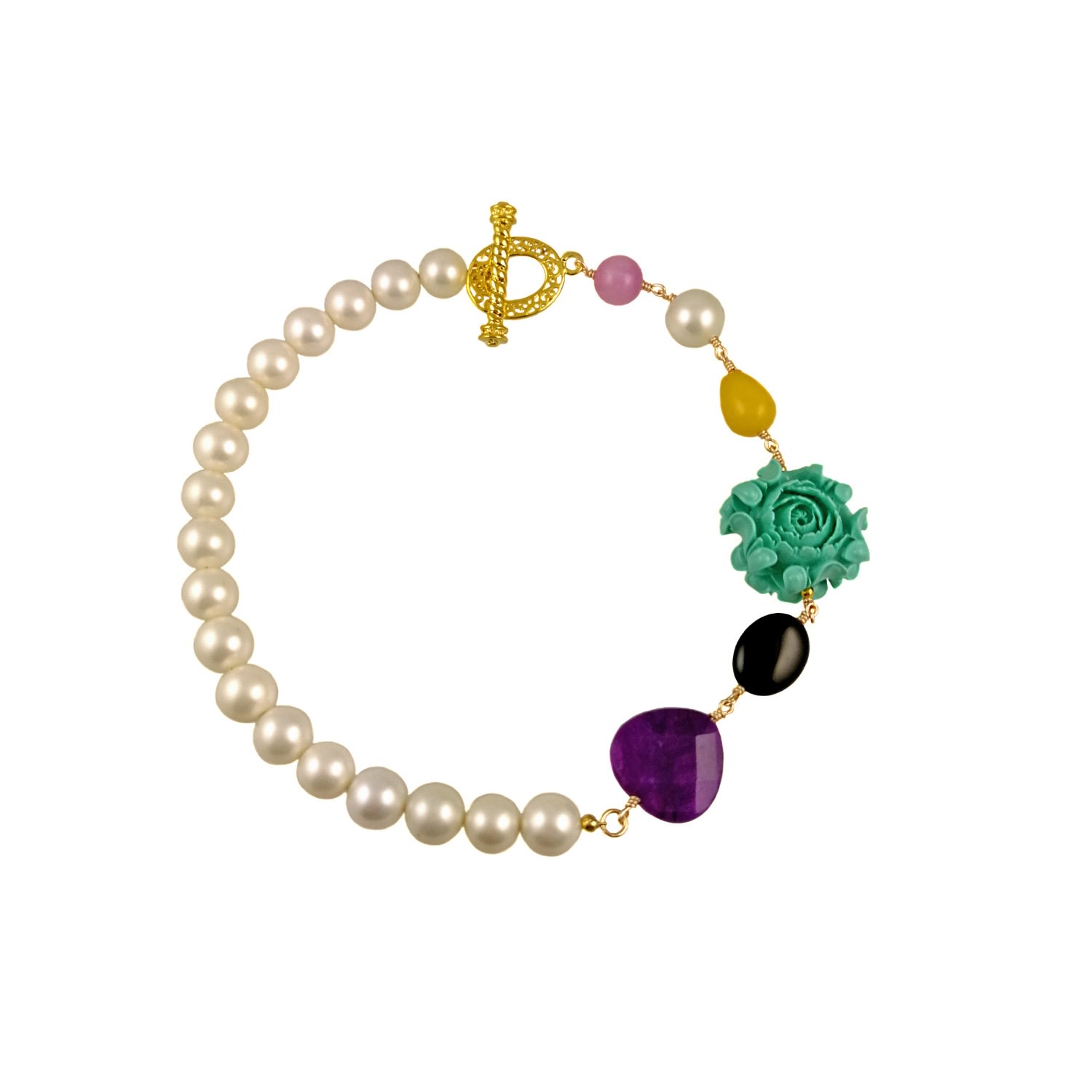 Women’s Marina Pearl & Multi Colour Gemstone Choker Maria Moyseos