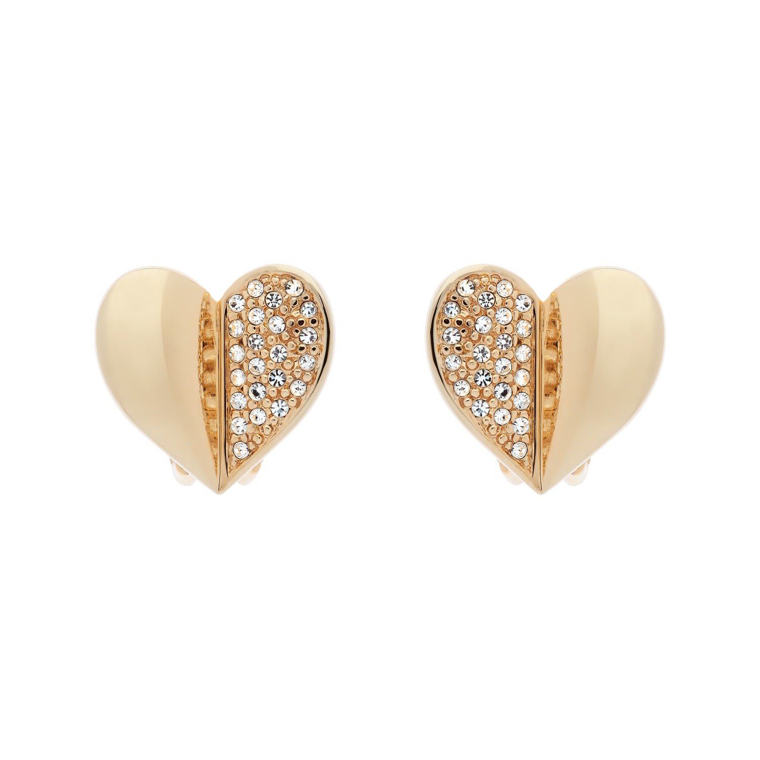 Women’s Gold & Crystal Heart Clip Earrings Emma Holland Jewellery