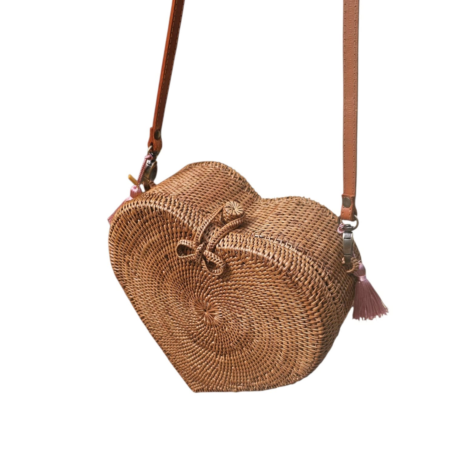 Ohsun Women's Brown Faith Rattan & Leather Crossbody