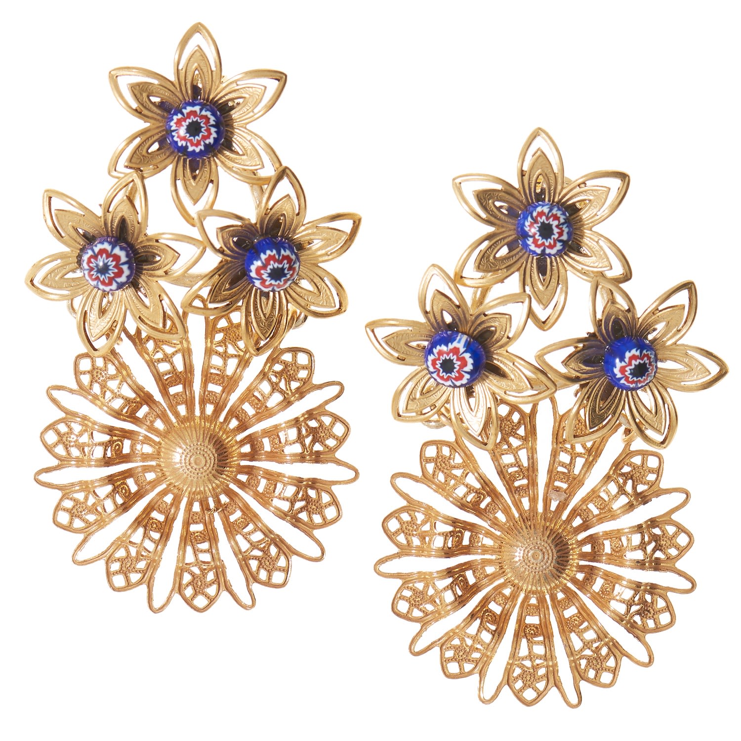 Castlecliff Women's Gold / Blue Luna Earring