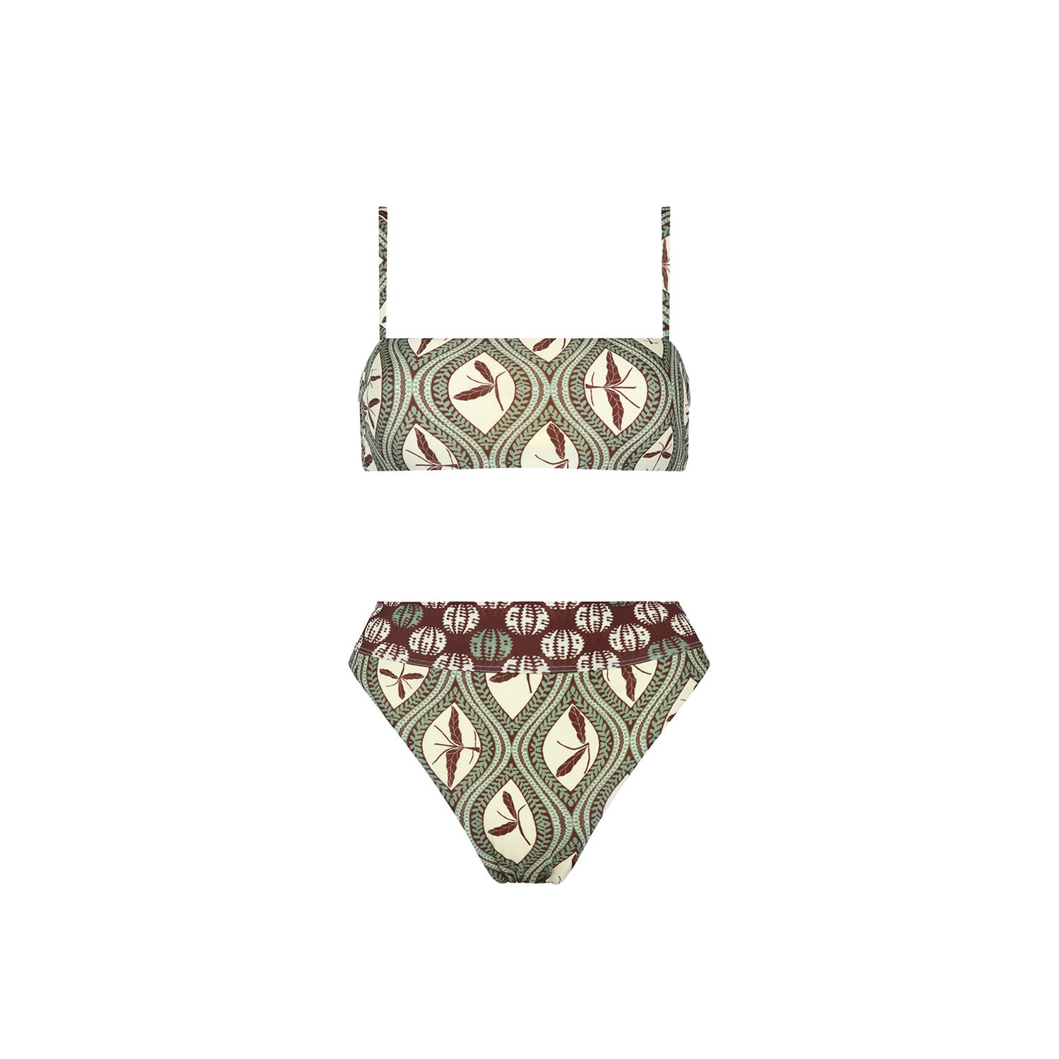 Women's Green Bedouine Bandeau Top - High Rise Bottom | Medium | Aguaclara