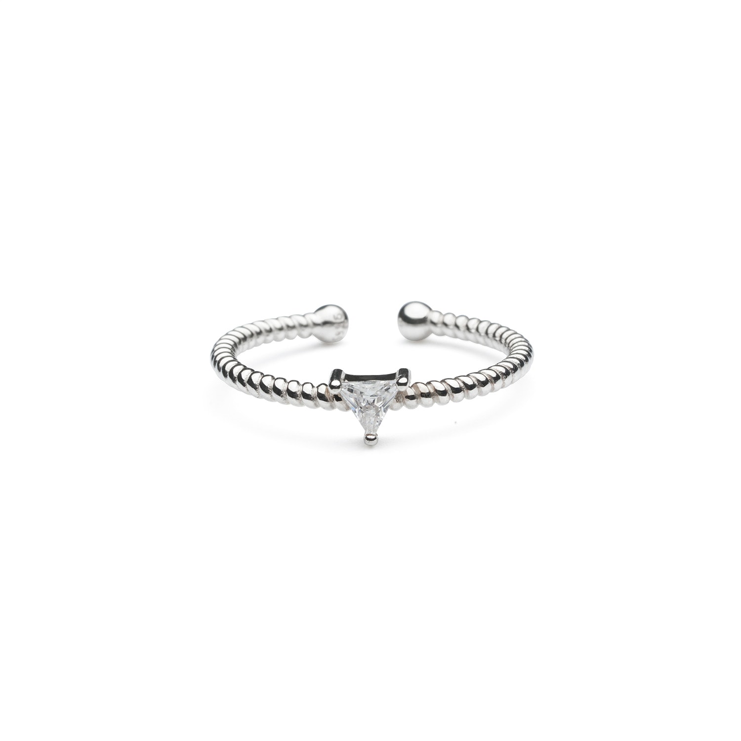 Shabella Nyc Women's Silver / White Triangle Adjustable Ring White In Multi