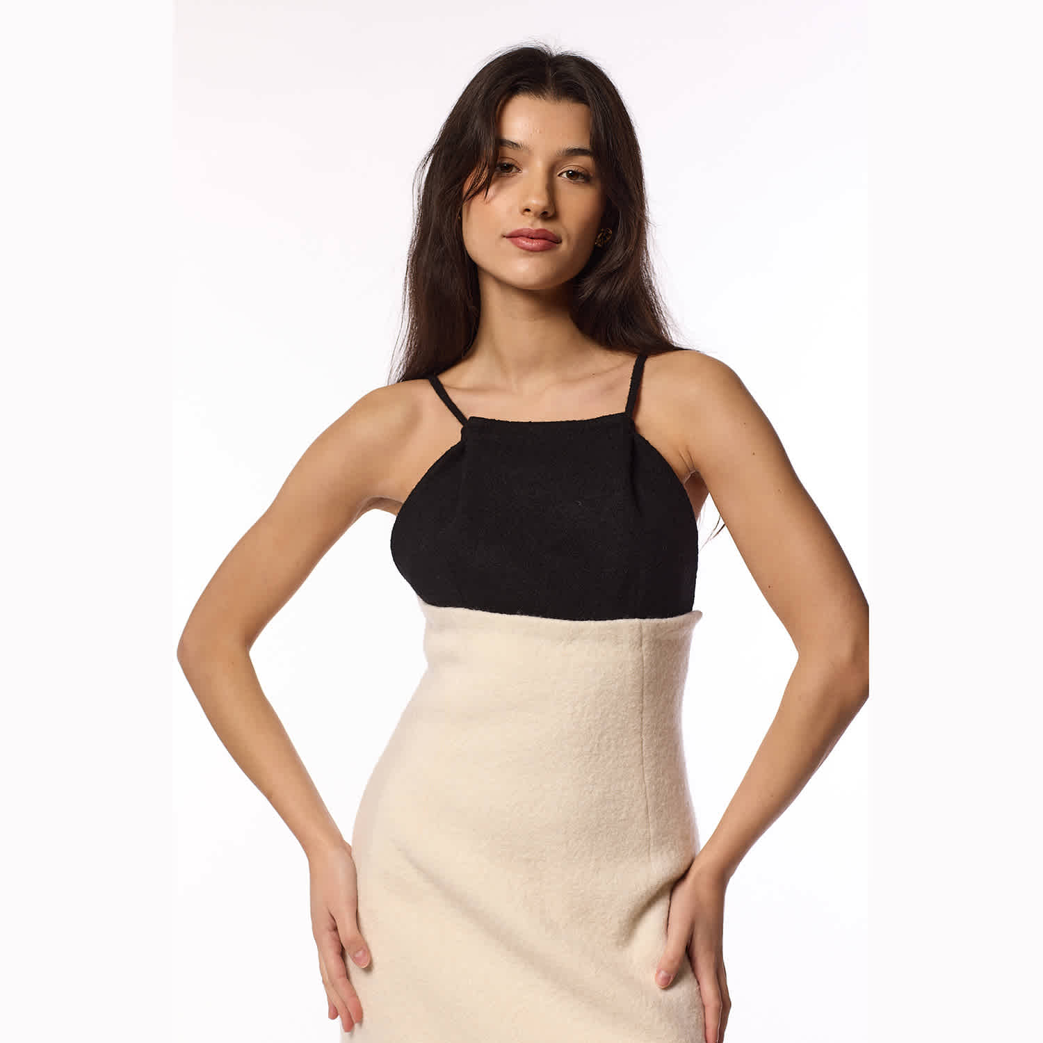 Zendaya The Black And Ivory Wool Evening Dress | F.J.K By Farah Kadhimi |  Wolf & Badger