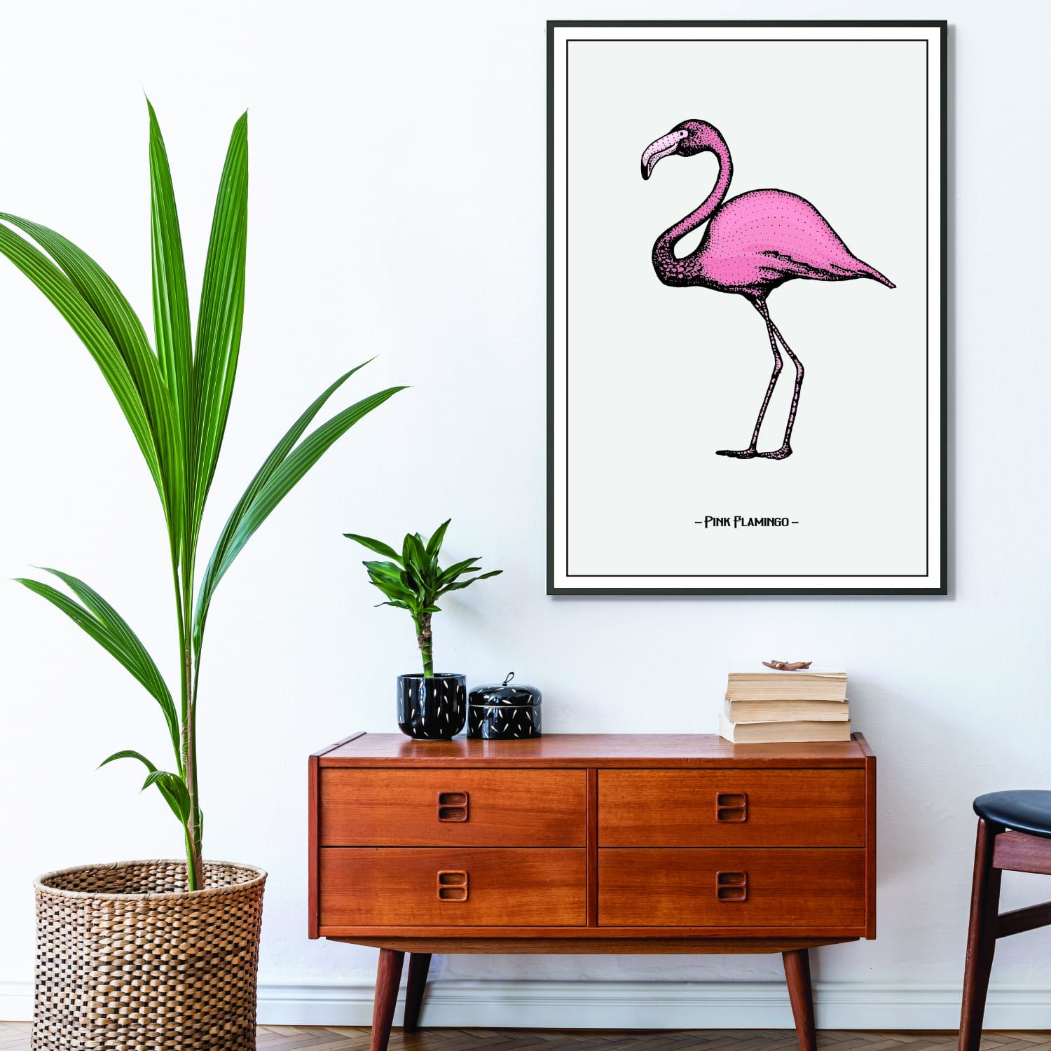 Pink Flamingo Framed On Canvas by Stanley Print House Print