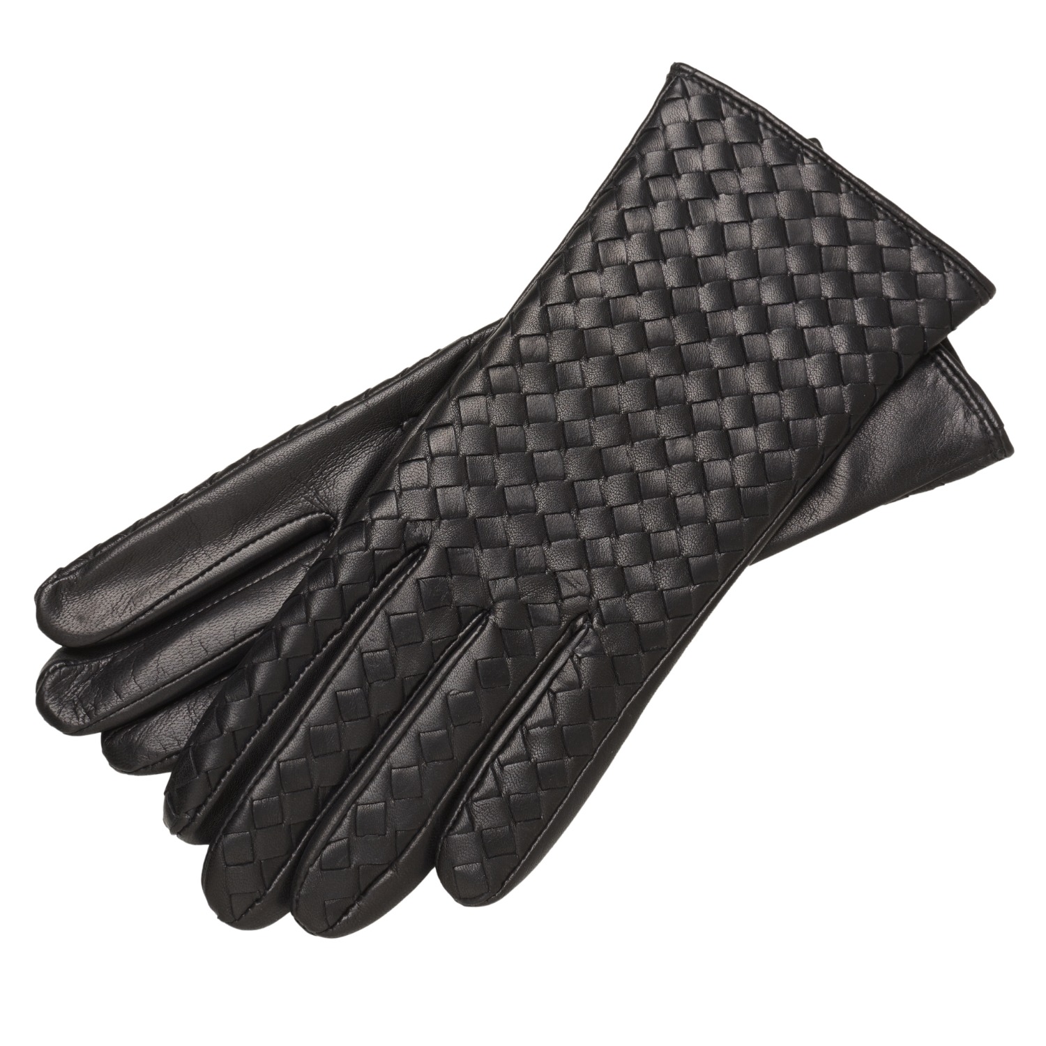 Women's italian leather woven gloves