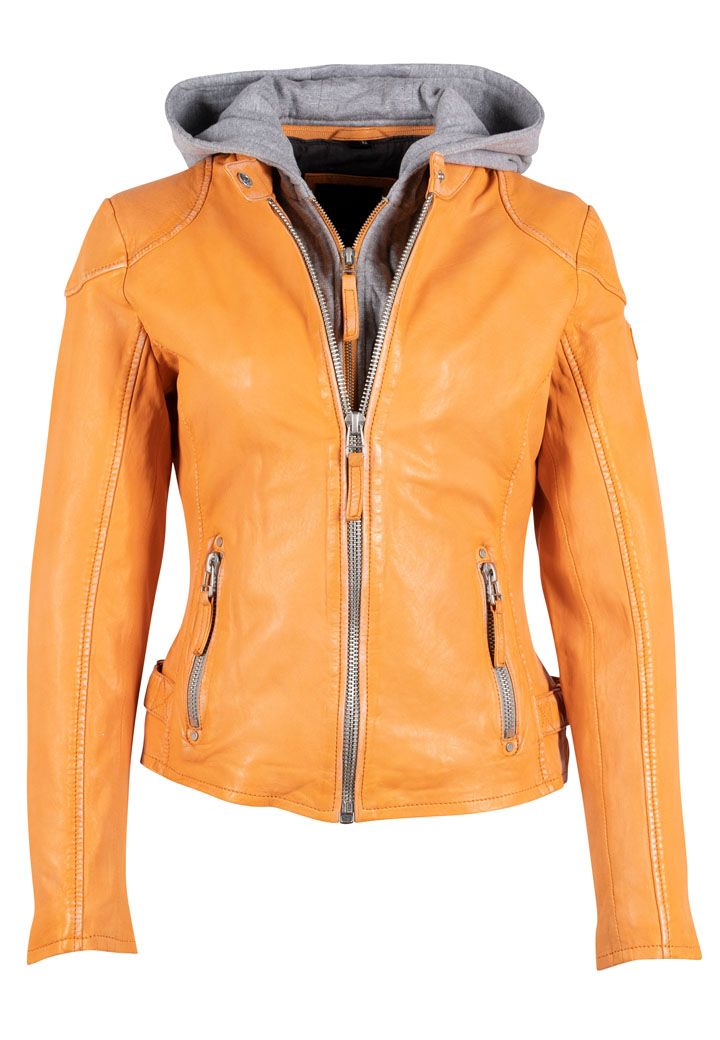 Women’s Yellow / Orange Finja Rf Leather Jacket, Apricot Crush Small Mauritius