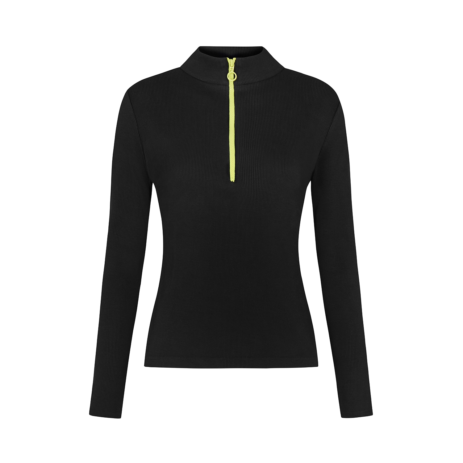 Blonde Gone Rogue Women's Wicked Rib High Neck Zipper Top In Black In Black