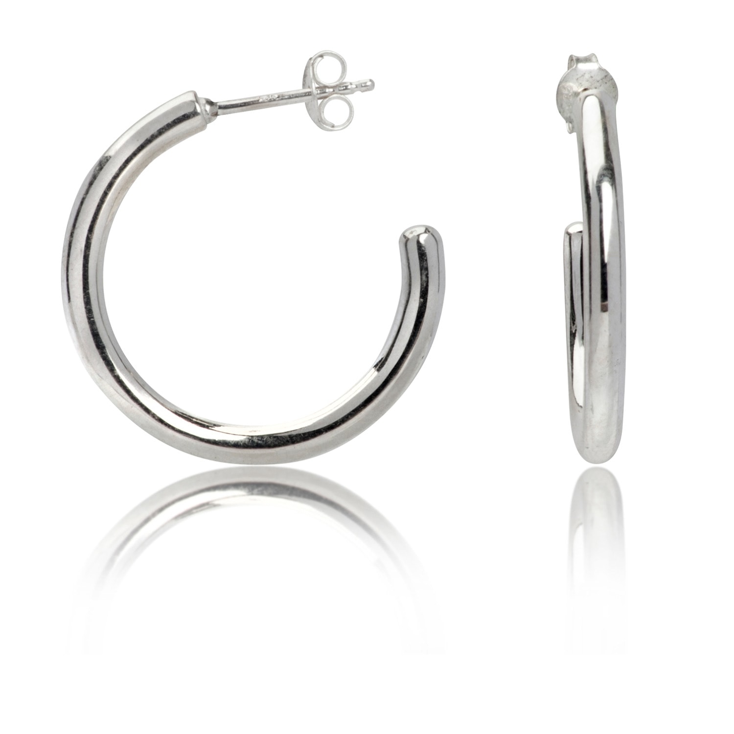 Women’s Plain Open Hoop Studs Earrings In Sterling Silver The Jewellery Store London
