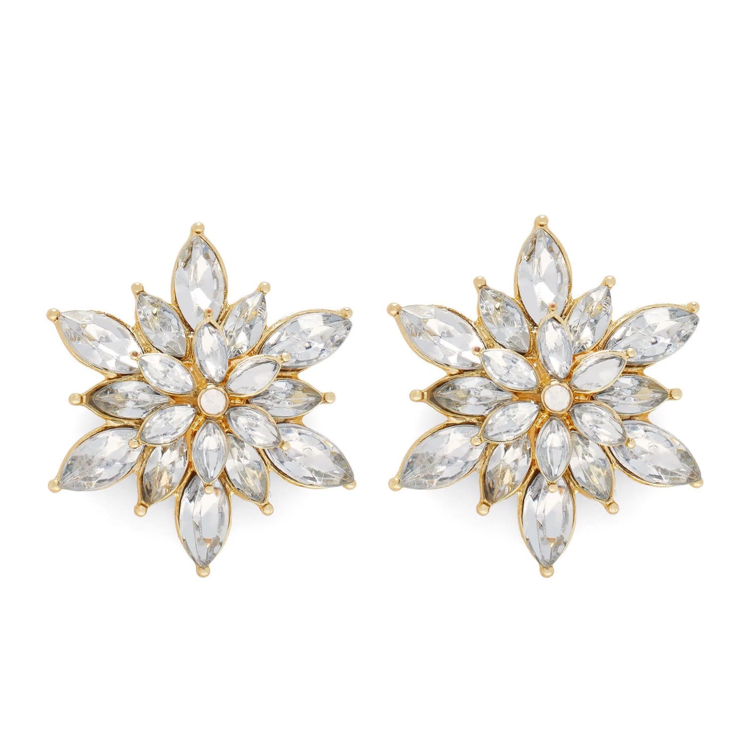 Hzmer Jewellery Women's Gold Snowflake Shimmer Earrings In Gold