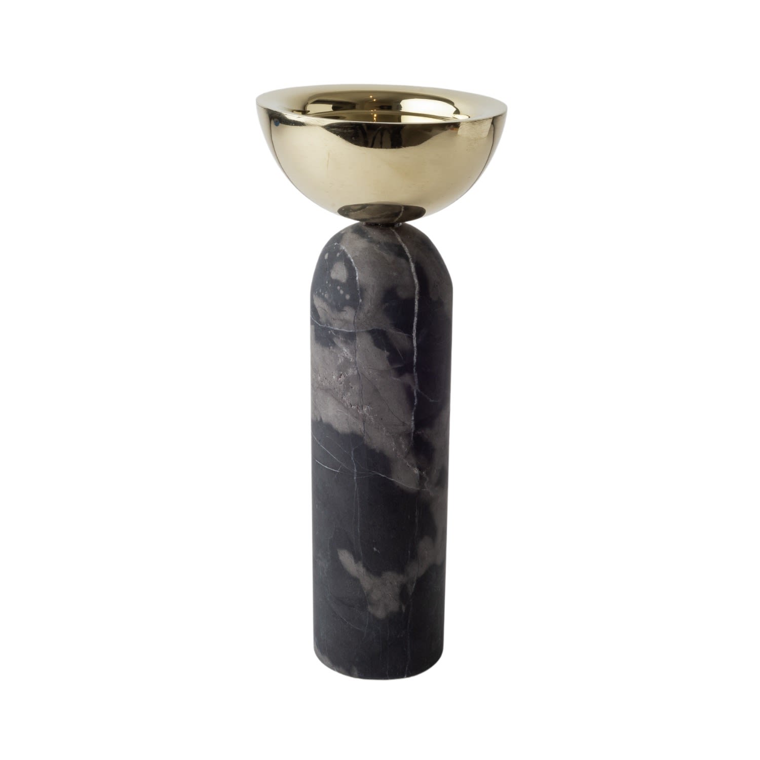 Votive Marble & Brass Candle Holder Large - Black . Bruci Editora De Diseo