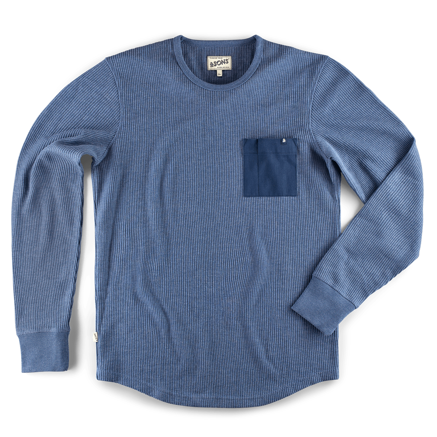 &sons Trading Co Glen Pocket Waffle Crew Sky Blue Marl In Blue