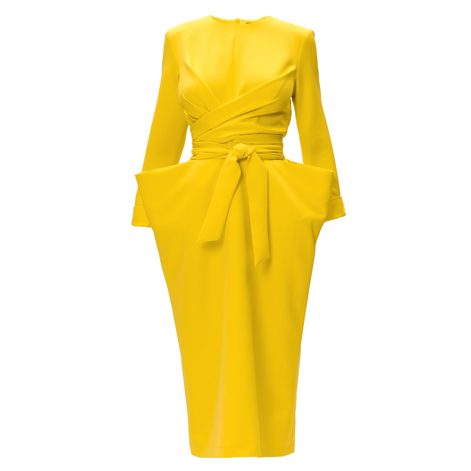 Women’s Yellow / Orange Yellow Designer Midi Dress With Belt Extra Small Julia Allert