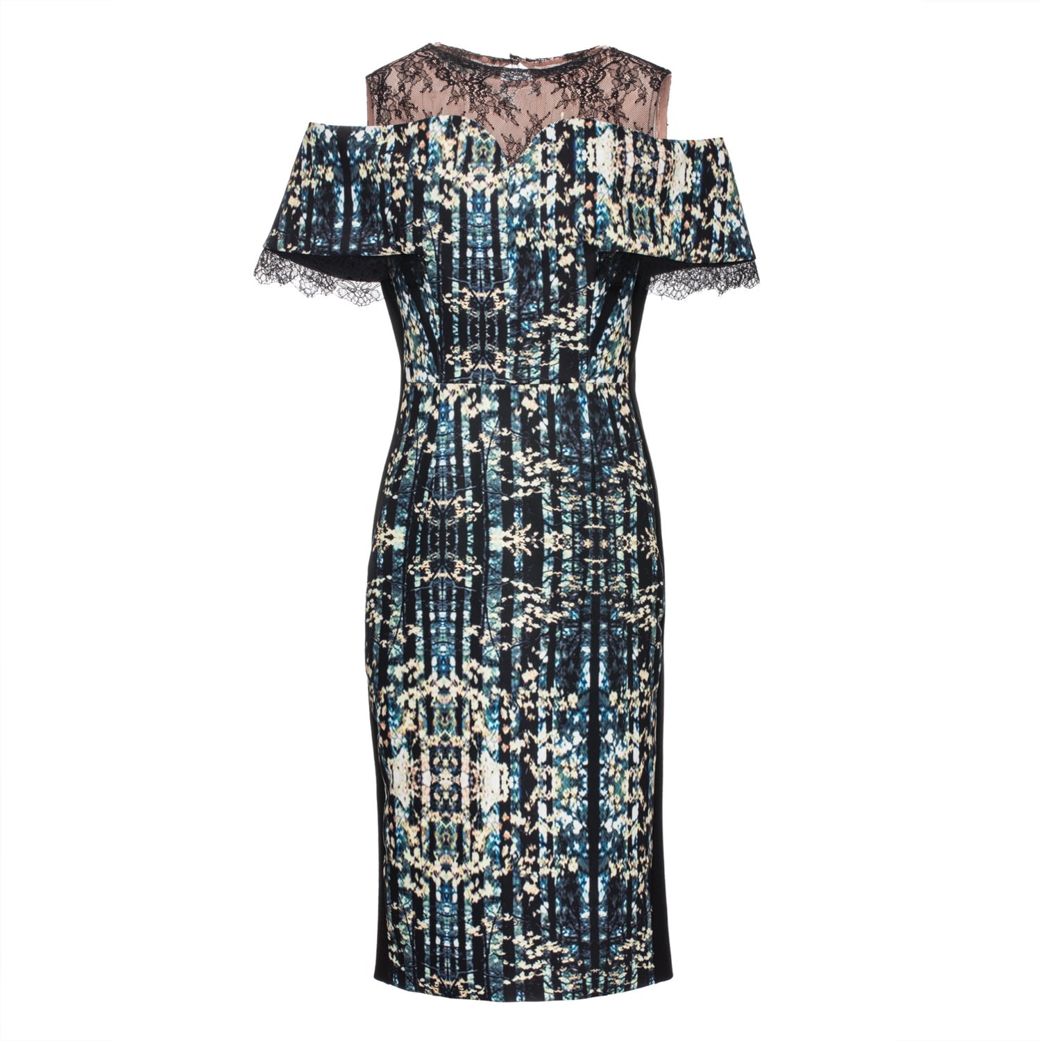 Smart And Joy Women's Kaleidoscope Print & Lace-on-top Dress In Blue
