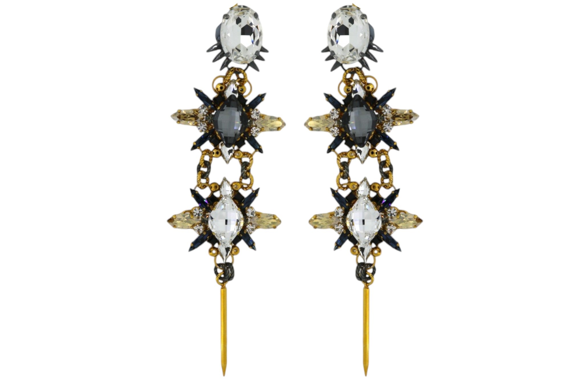 Vickisarge Women's Black / Grey / Neutrals Shining Knight Statement Earrings In Multi