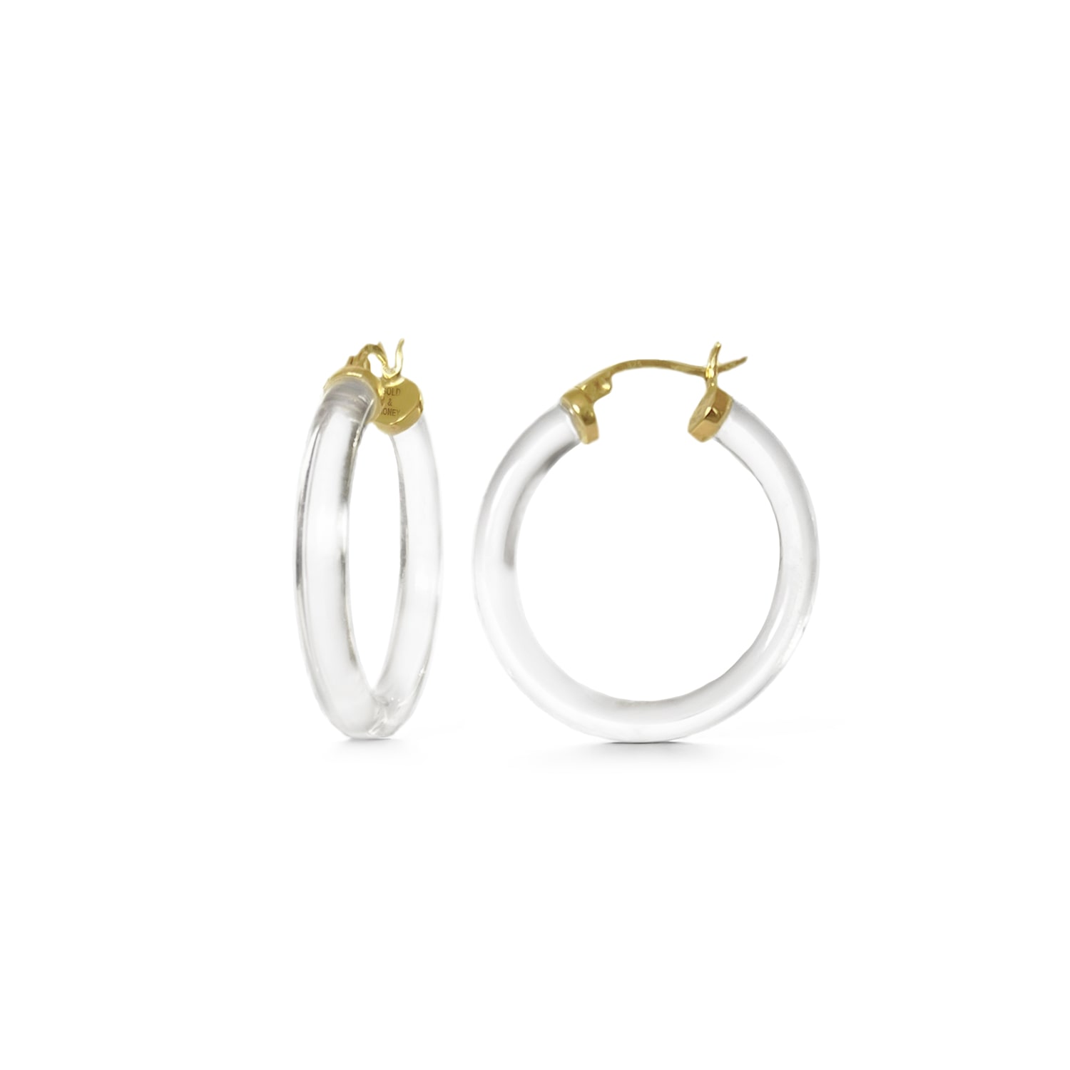 Gold & Honey Women's Gold Thin Kate Hoop In Clear
