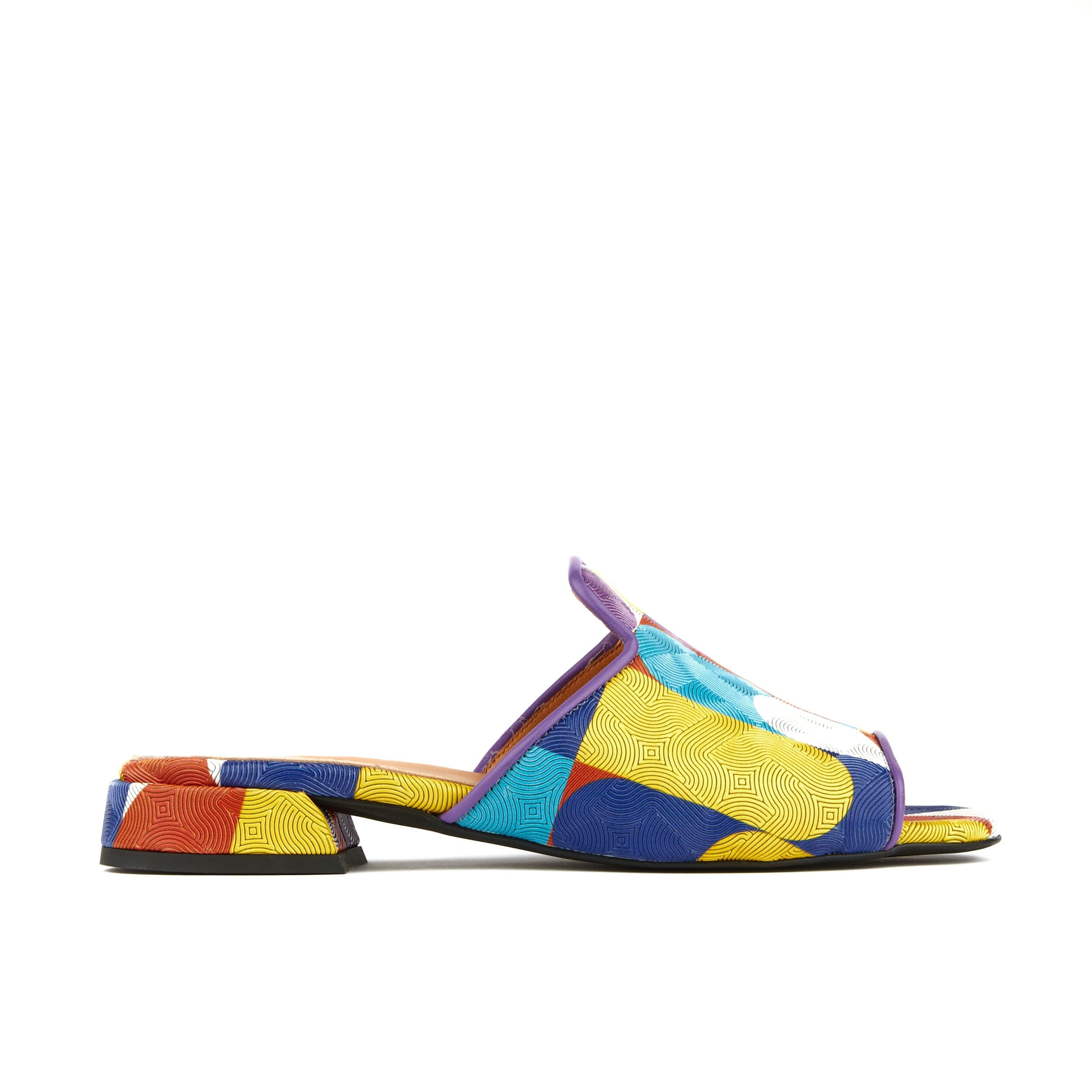 Embassy London Usa South Beach - Bright Multi Groovy - Womens Mule Slides In Black/white