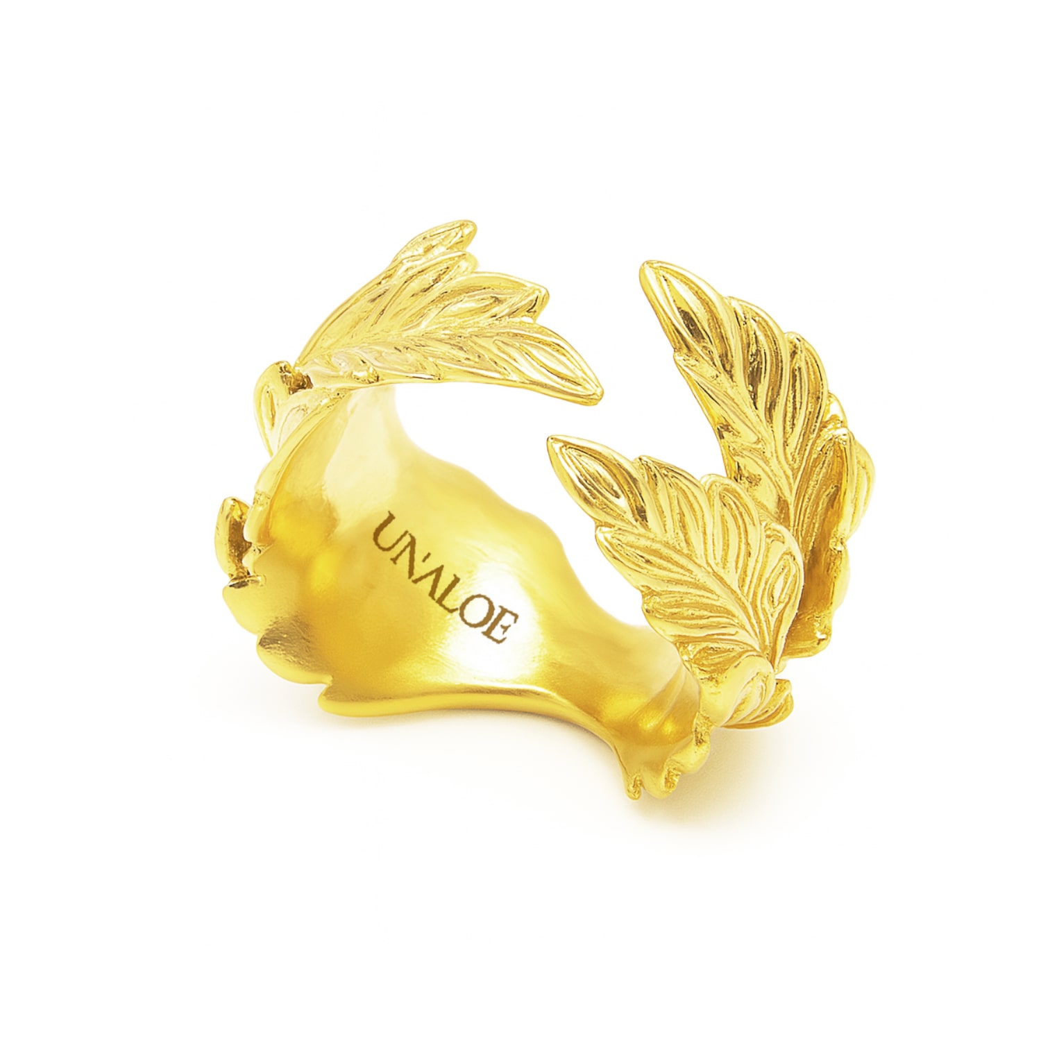 Unaloe Women's Gold-plated  Leaves Ring Adjustable In Gold