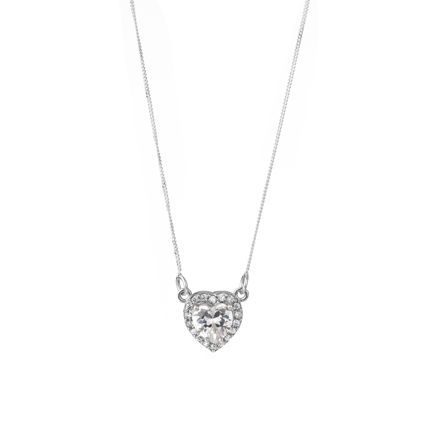 Chiarella Women's Silver / White Central Heart Necklace – White In Multi