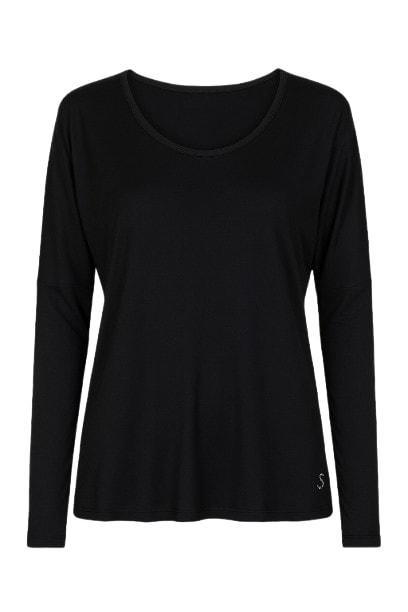 Conquista Women's Black Top With Long Batwing Sleeves By Swl In Black