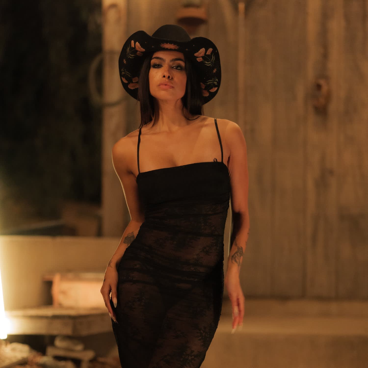 black dress with silver studs Marfa Black - Worth & Worth - Hat Maker - Custom Hats