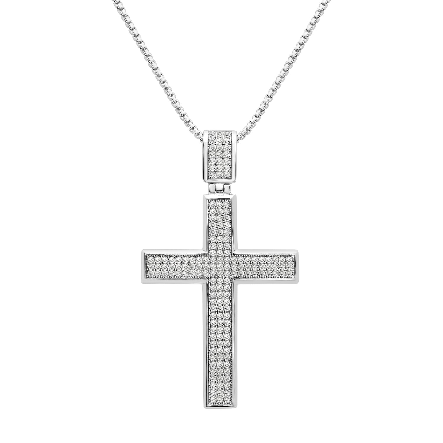 Men’s Silver Diamond Cross Pendant Miki & Jane