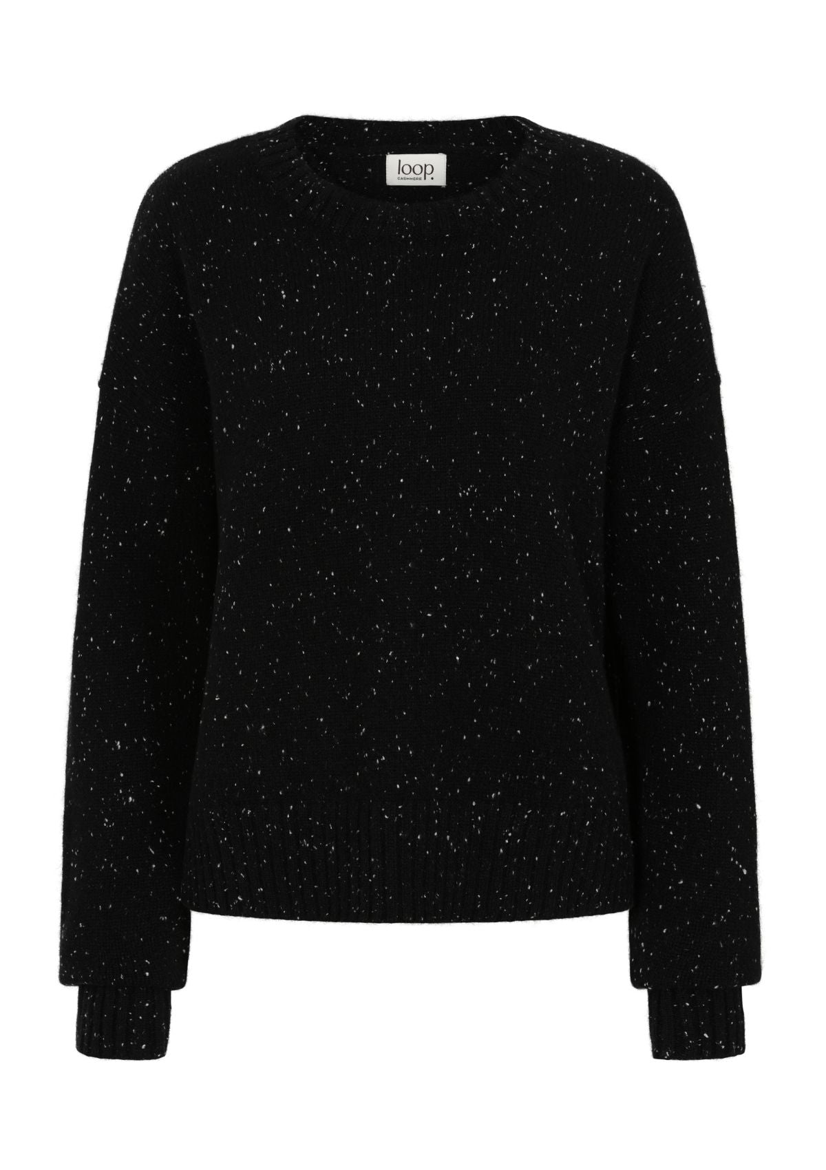 Loop Cashmere Women's Black Donegal Knit Sweatshirt In Cinder Grey In Black