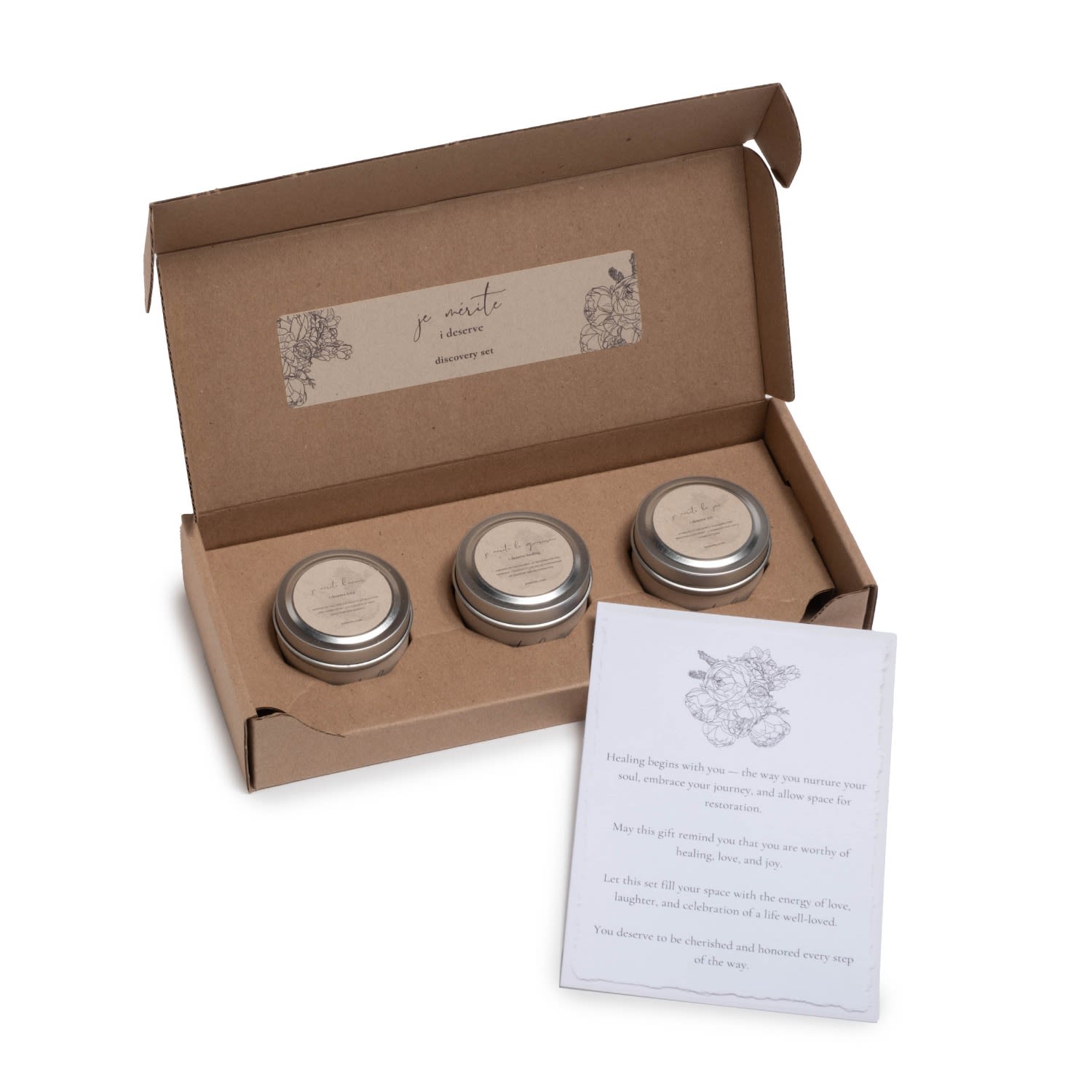 Je Mérite (i Deserve) White I Deserve Love, Healing, And Joy 2 oz Travel Candle Discovery Set