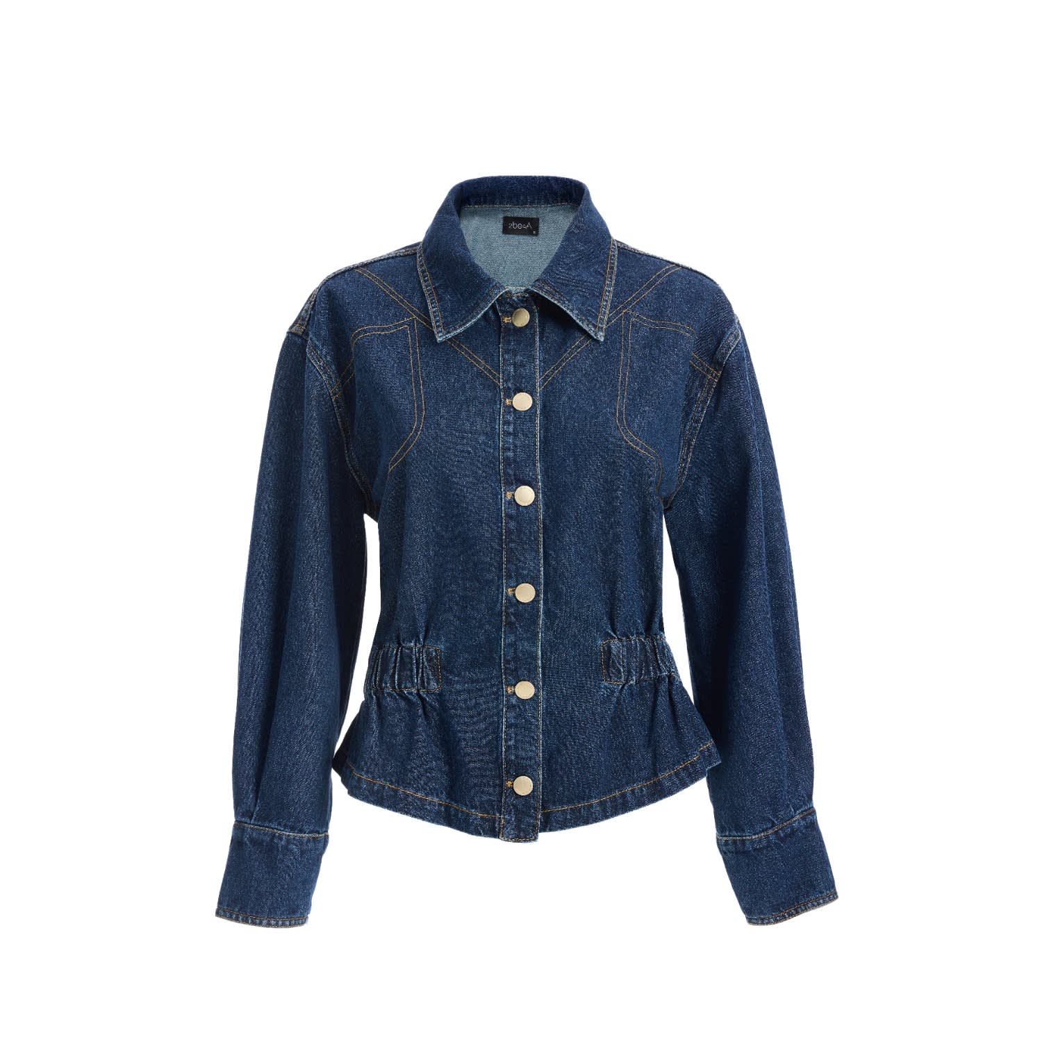 2be4a Blue Women's Waist Drawstring Denim Jacket In Blue