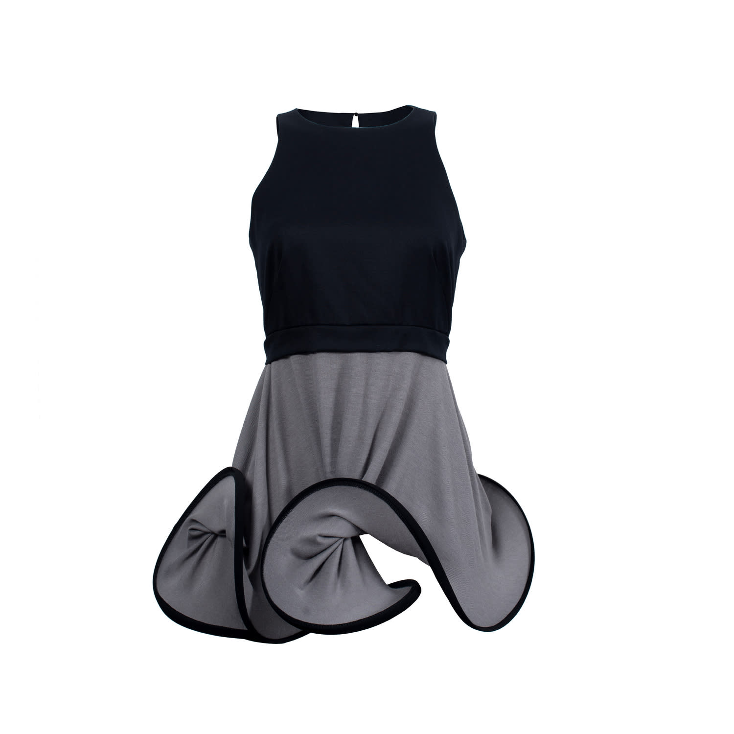 Women's Black / Grey Wavy Mini Dress | Extra Small | Laura Daili