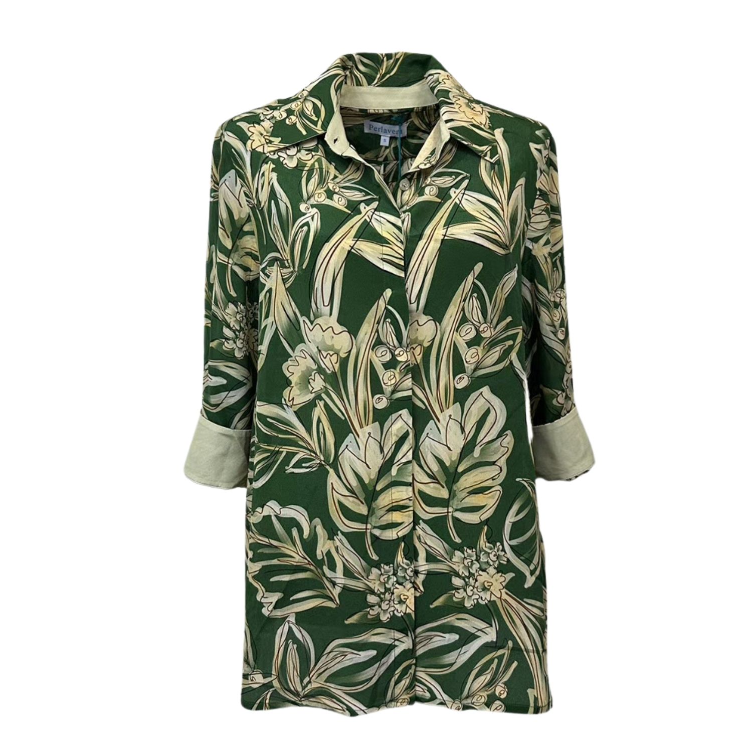 Perlavera Women's Green / Yellow / Orange Milo Aspen Sourmint Silk Blouse In Green/yellow/orange