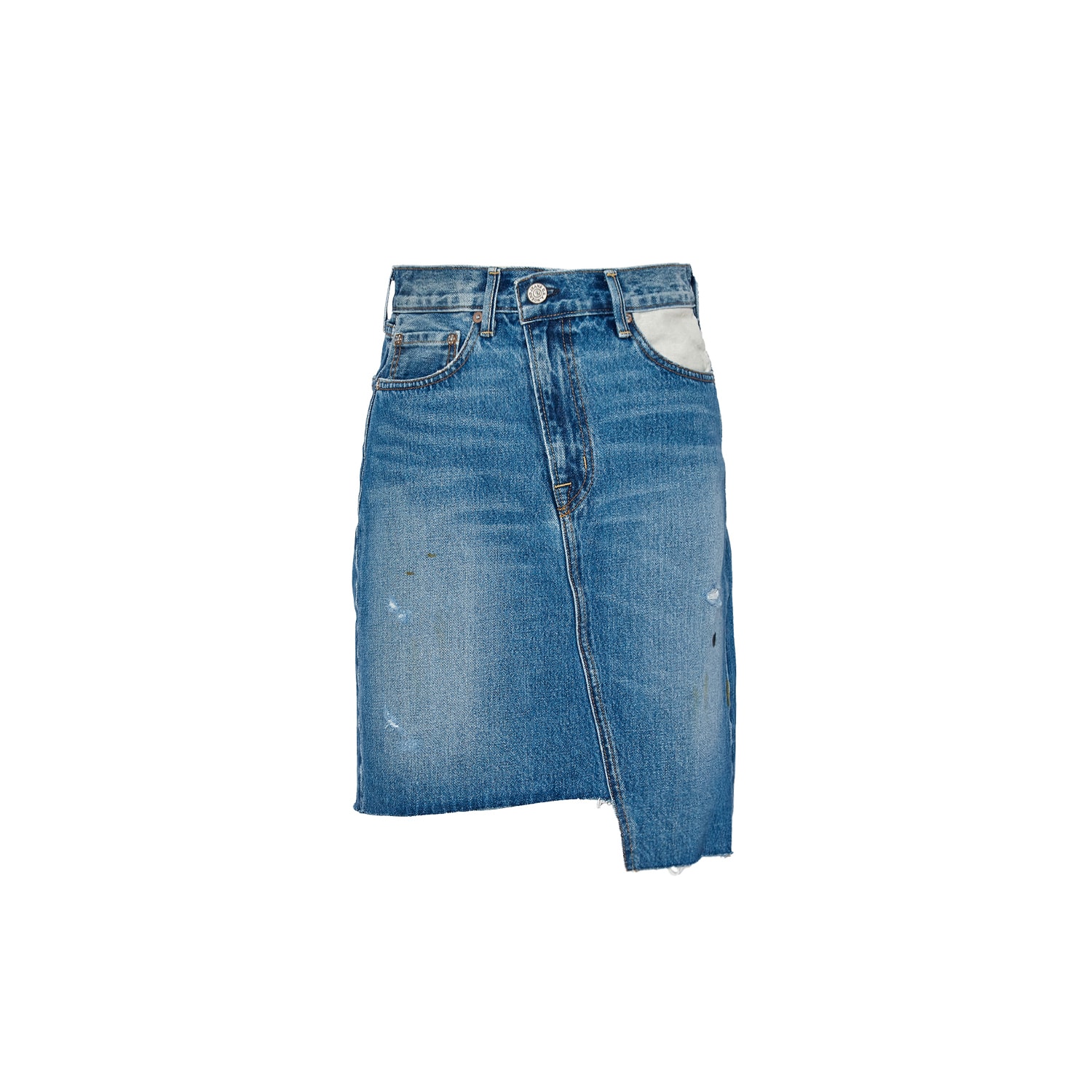 Noend Denim Women's Blue Nash Asym Frayed Skirt In Mechanic In Blue