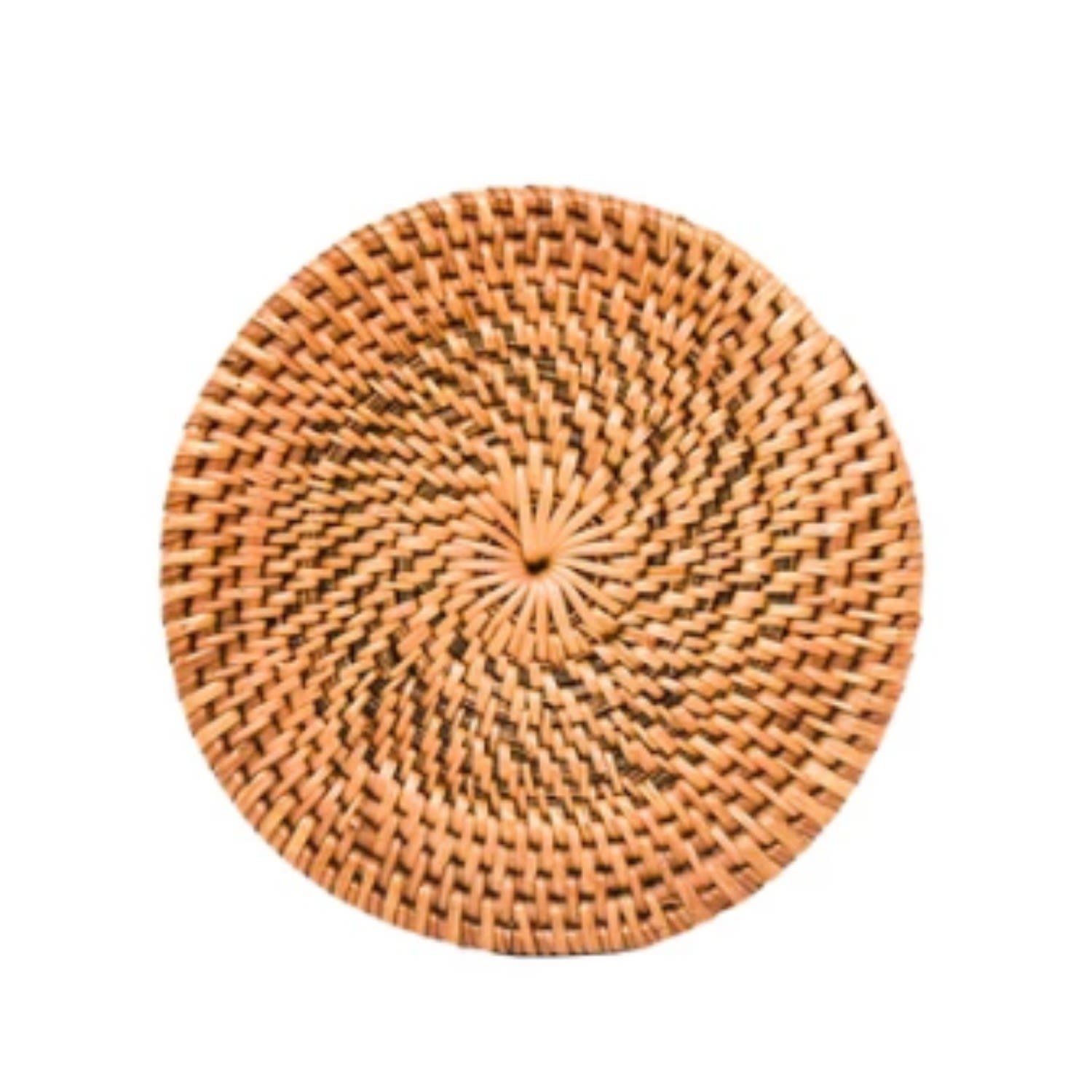 Brown Honey Rattan Coaster Set - Set Of 6 Poppy + Sage