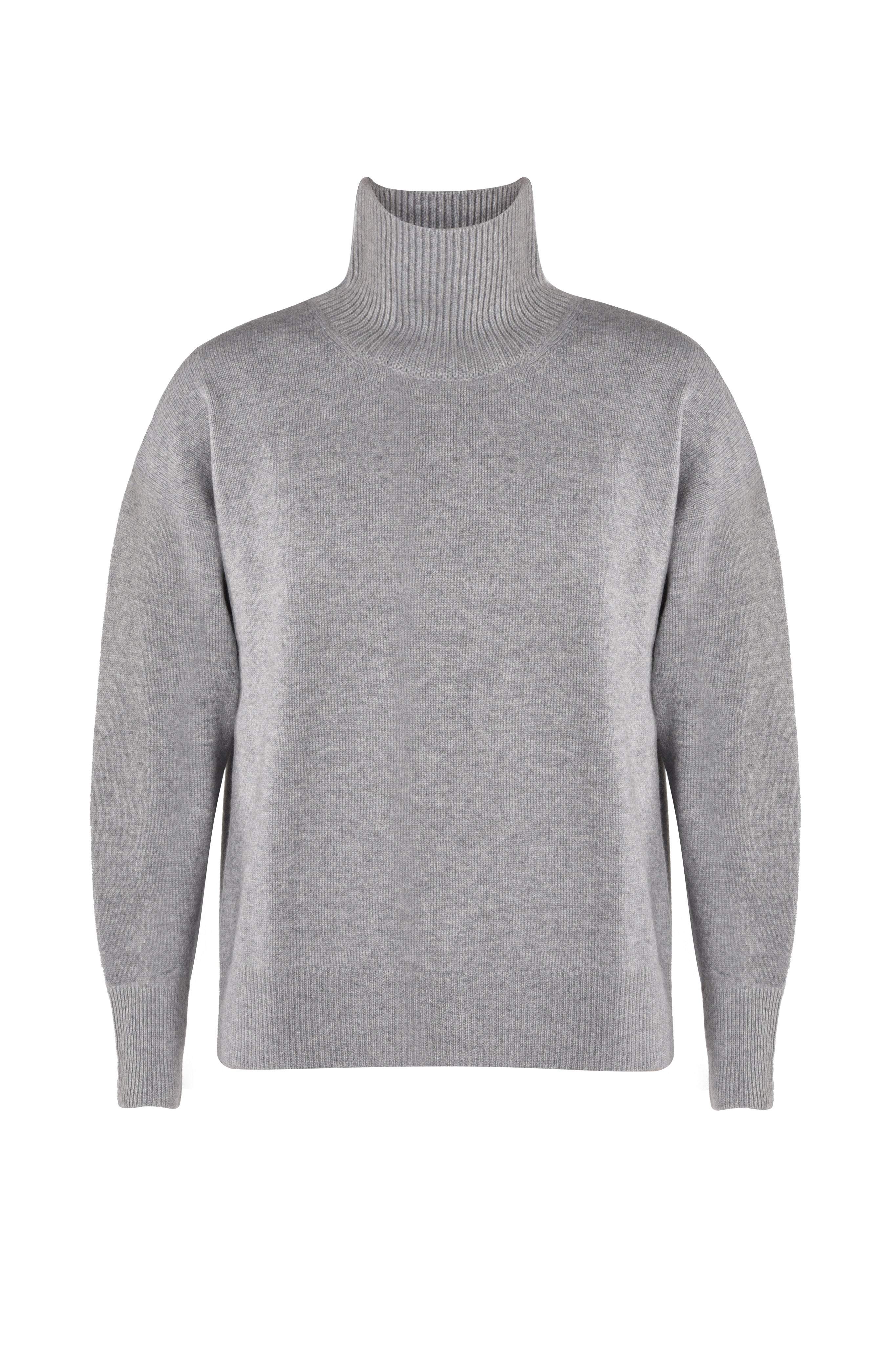 Justlove Women's Cashmere Turtleneck Boyfriend Grey In Grey