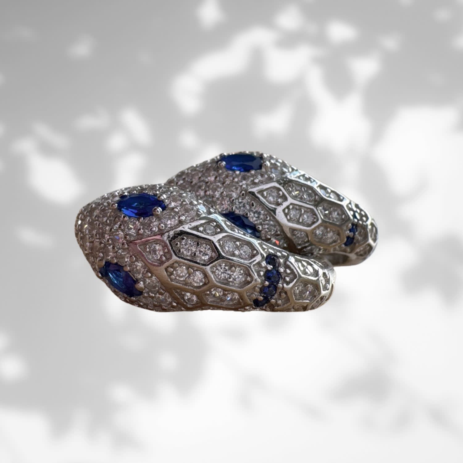 Sapphire Eye Snake Silver Earrings | Black and Wild | Wolf