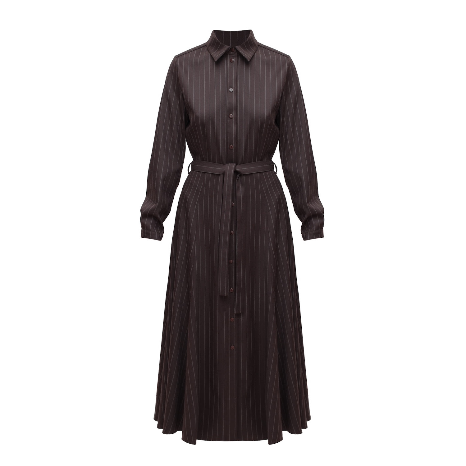 Women's Anouk Brown Striped Godet Shirt Dress | Extra Small | Undress