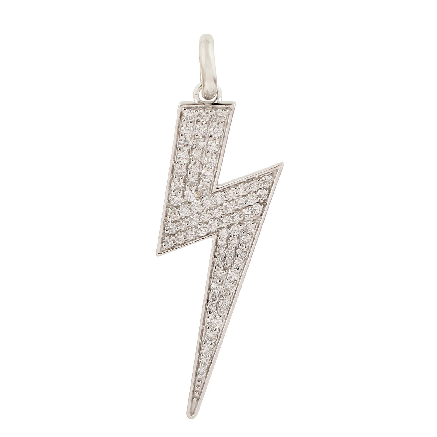 Artisan Women's 18k White Gold Diamond Bolt Pendant Handmade Jewelry In Metallic