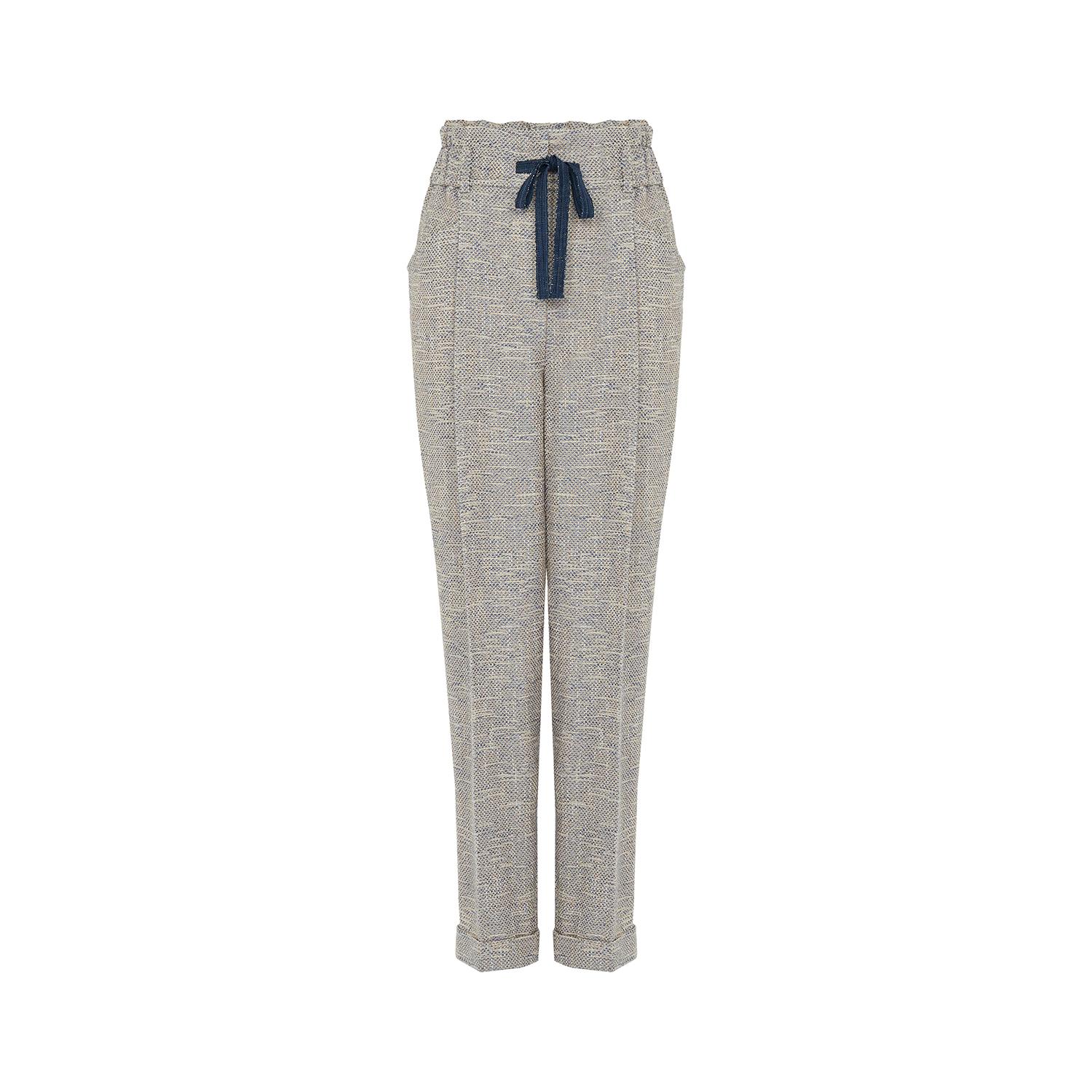 Rue Les Createurs Women's Lace-up Side Pockets Blue Trousers In Blue