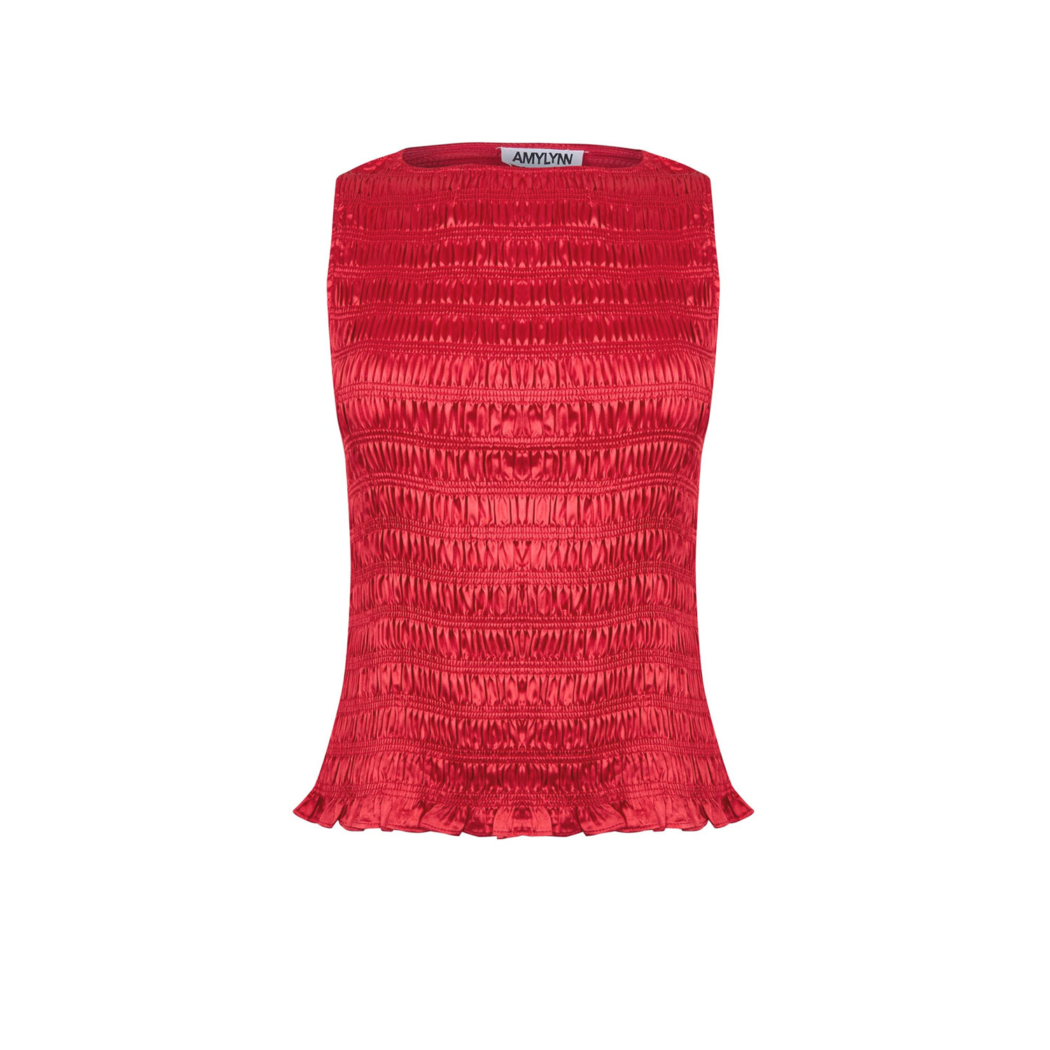 Amy Lynn Womens Sonya Shirred Stretch-woven Top In Red