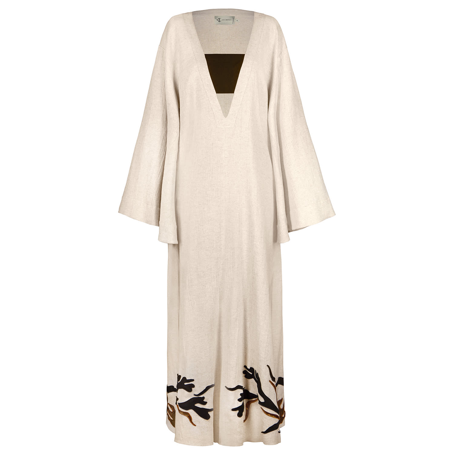 Women's Neutrals Sahara Maxi Oversized Embroidered Linen Holiday Resort Dress | Xxs/Xs | Alina Cernatescu
