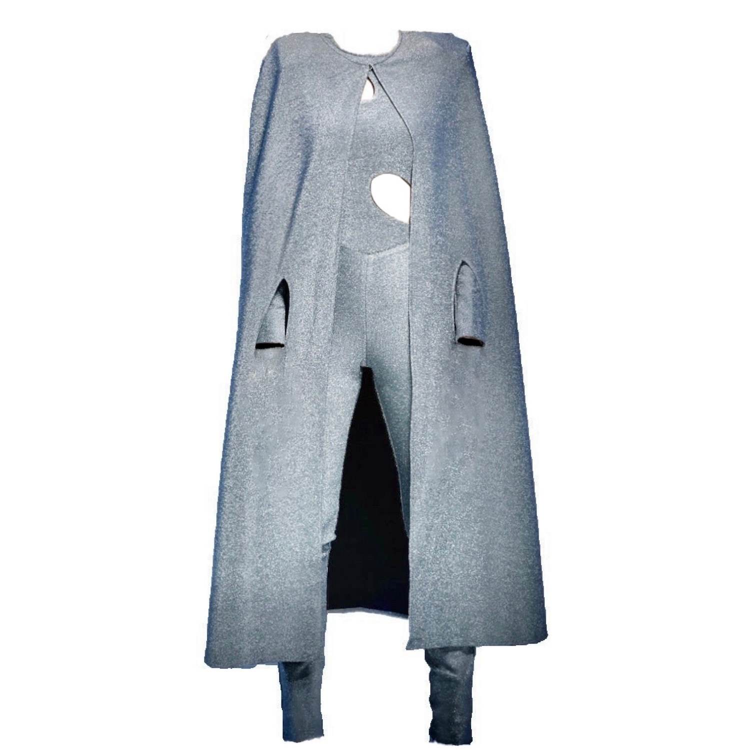 Harmonia Ny Women's Enjoy The Ride Silver  Cape & Shoulder Padded Catsuit Set By Dani Watanabe In Silver