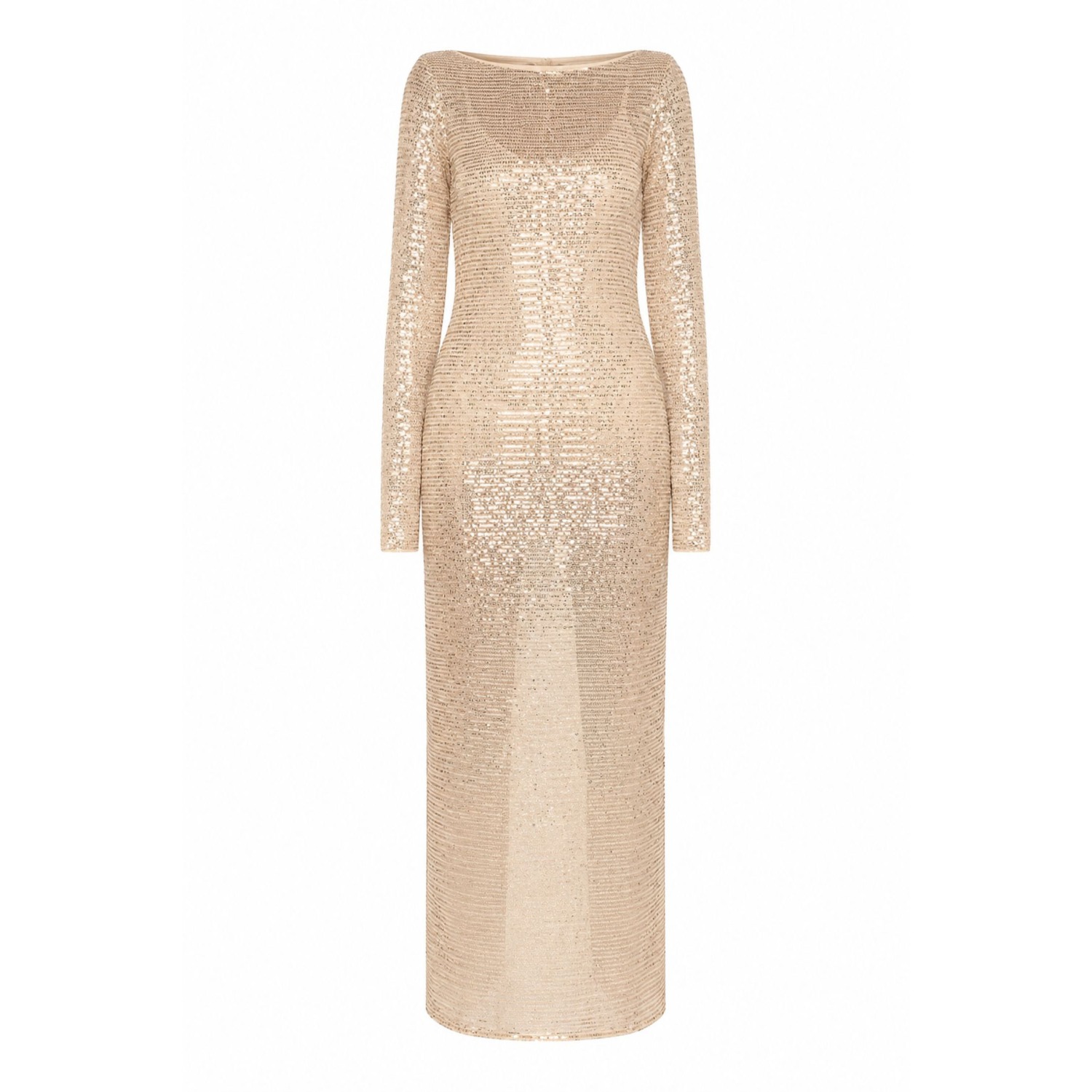 Amaanalux Sequin Sheer Maxi Dress - Gold