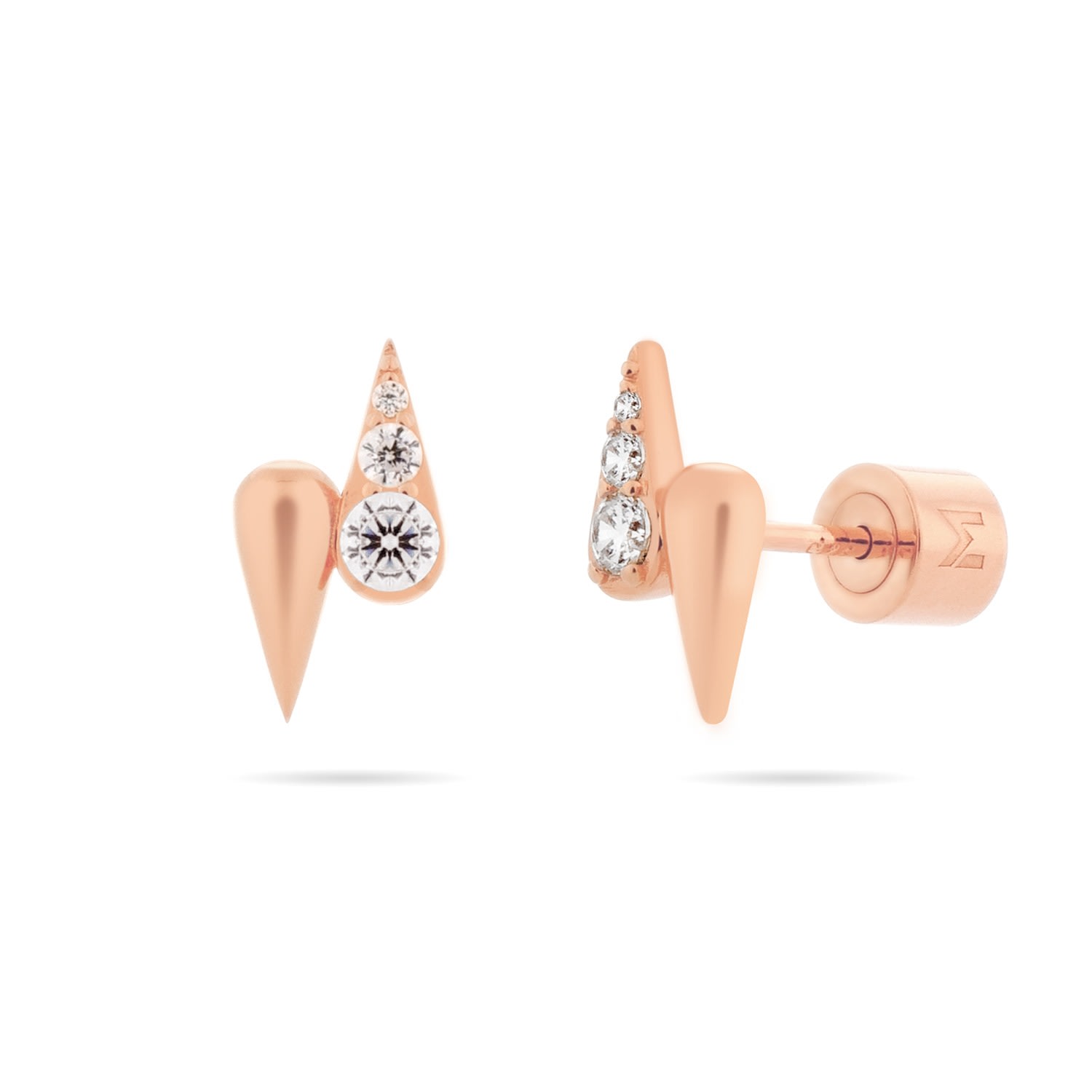 Shop Meulien Women's Double Waterdrop Stud Earrings - Rose Gold