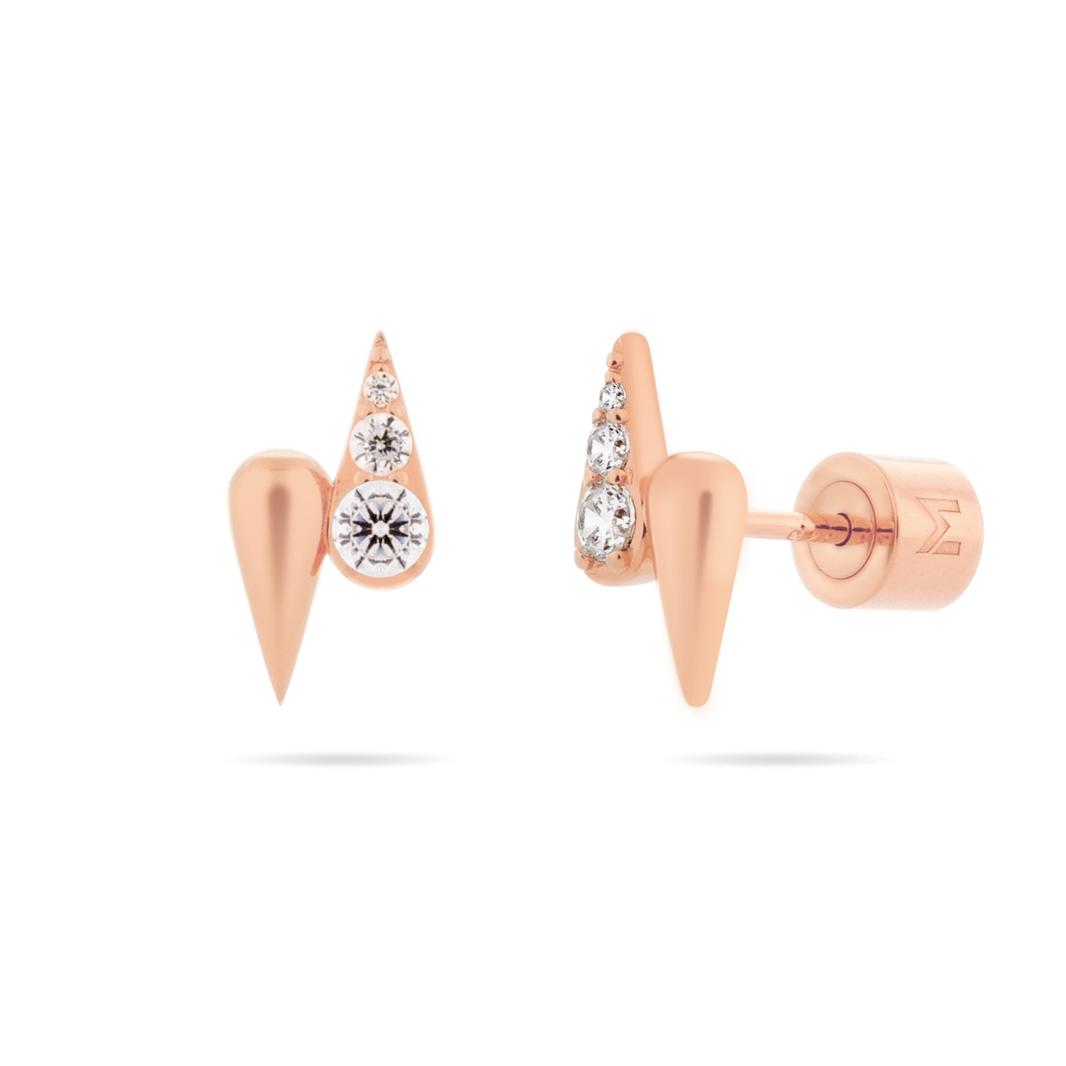 Women’s Double Waterdrop Stud Earrings - Rose Gold Meulien