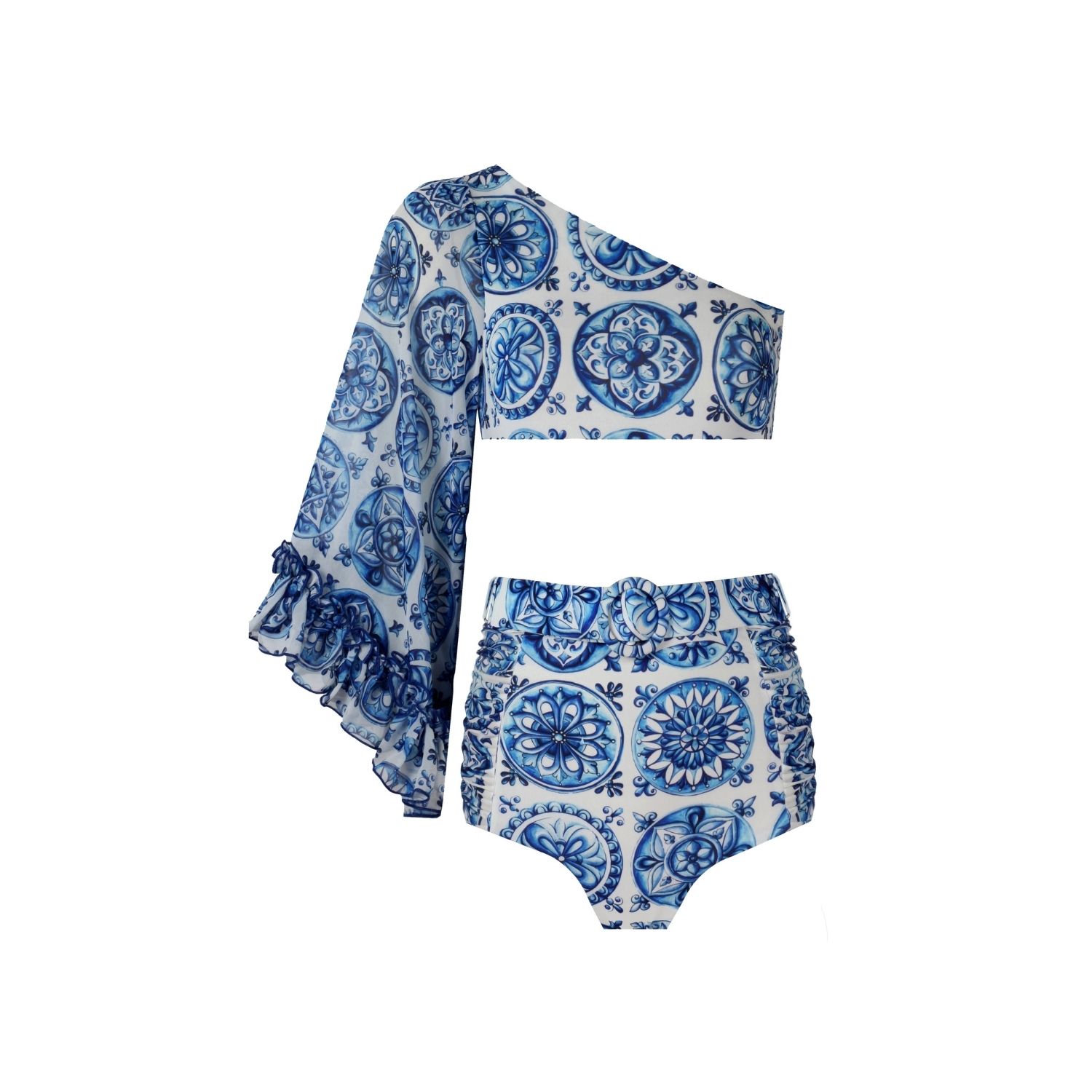 Nur Karaata Women's Blue Kelly Bleu Blanc Bikini Set In Blue