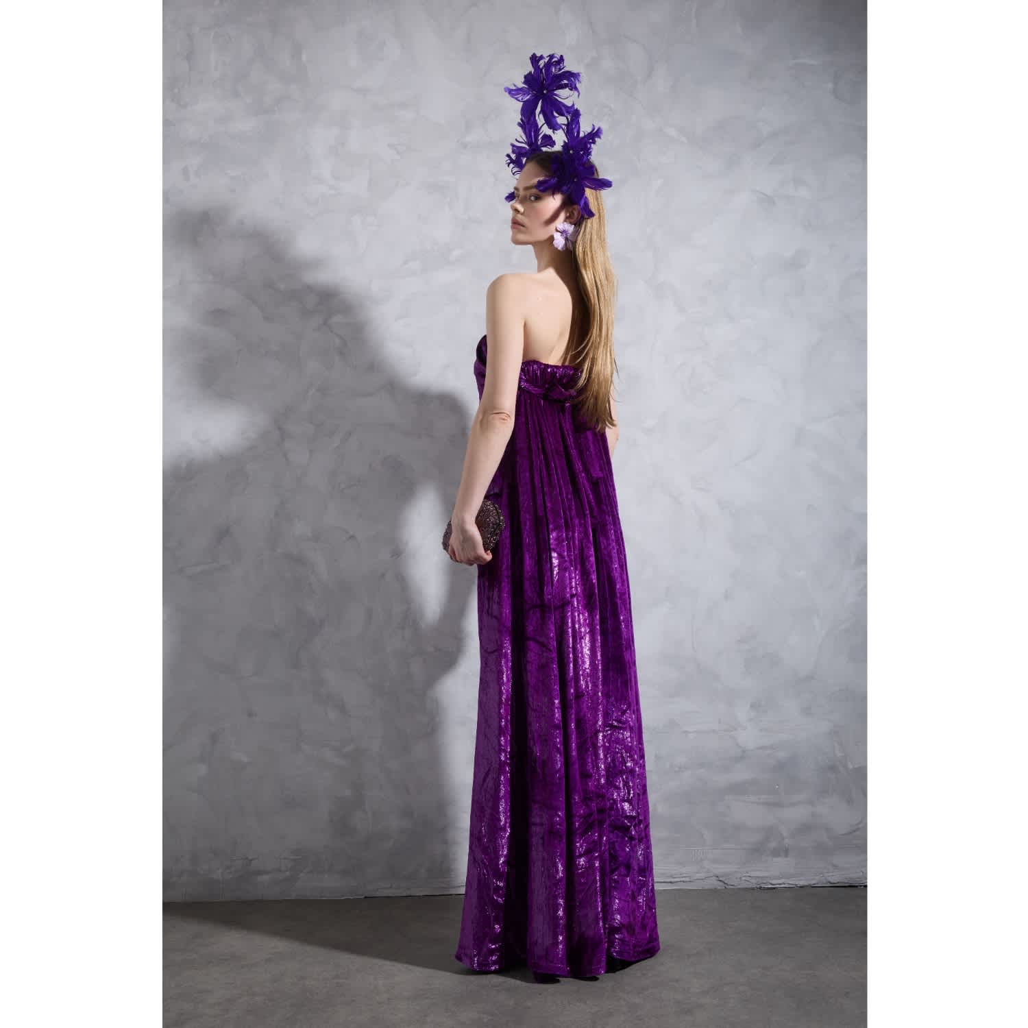 wolf and badger purple dress Purple Mini Asymmetrical Dress With Scarf by BLUZAT