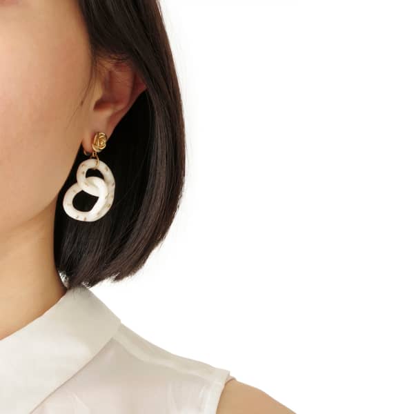 Poporcelain Golden Rose & Salted Porcelain Pretzel Earrings
