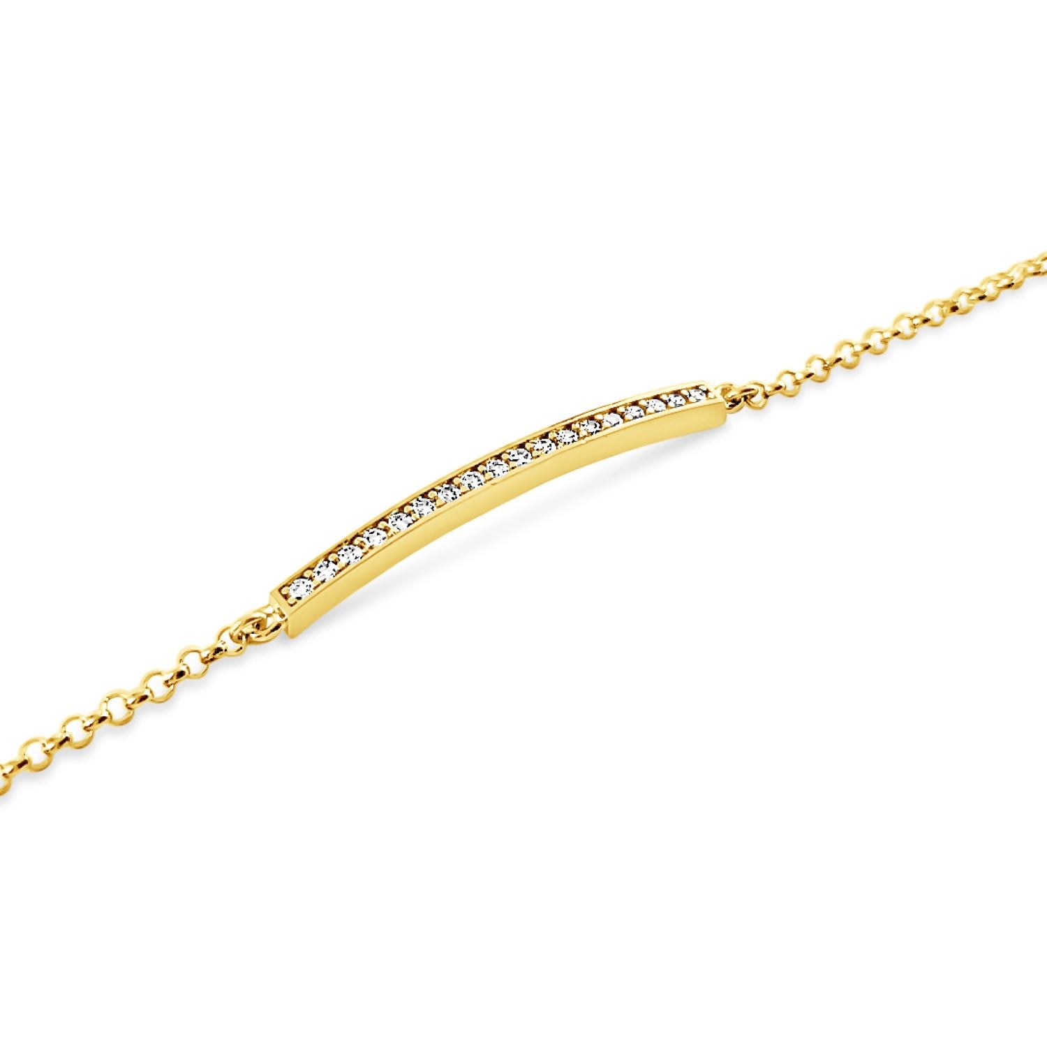 Women’s Cz Curved Bar Bracelet-Gold Lutiro